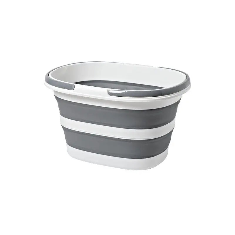 Grey Foldable Collapsible Bucket - 16L Portable Space Saving Basin for Laundry Cleaning Outdoor Use Wholesale Hub