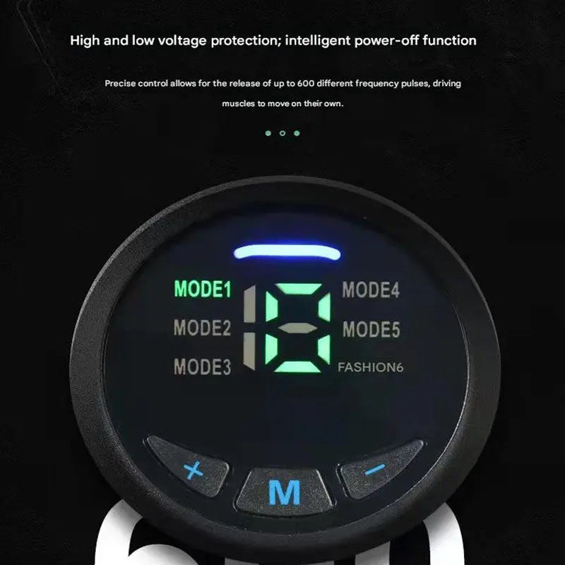 Blue EMS Muscle Stimulator Belt Set - Rechargeable Abdominal Toning Trainer with Multiple Pads and Modes Wholesale Hub