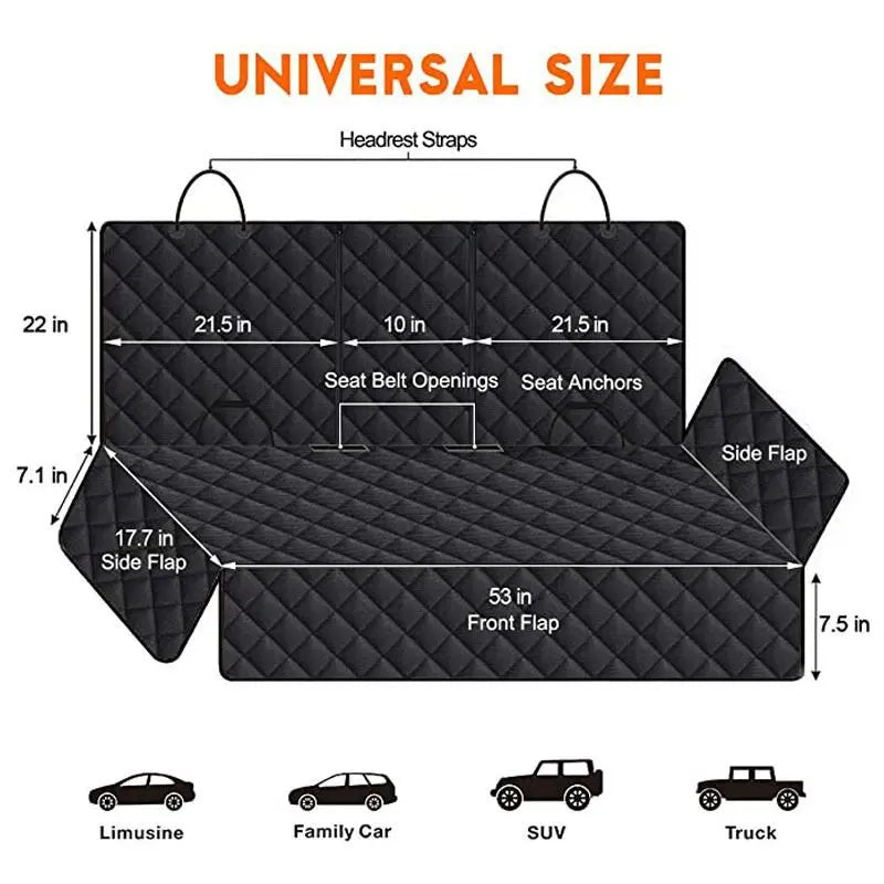 Car Rear Seat Pet Protector Mat Waterproof Dog Cat Back Seat Cover Black Wholesale Hub