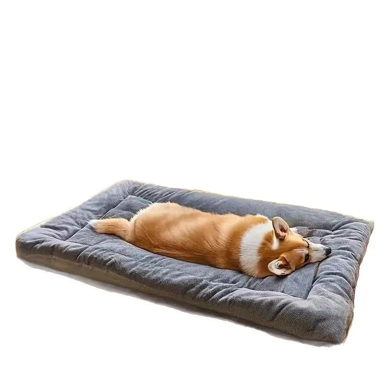 Grey Large Plush Dog Bed - Extra Thick Winter Warmth, Machine Washable & Non-Slip Pet Mat for Large Dogs (120cm) Wholesale Hub