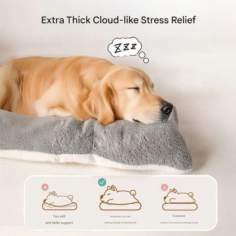 Grey Large Plush Dog Bed - Extra Thick Winter Warmth, Machine Washable & Non-Slip Pet Mat for Large Dogs (120cm) Wholesale Hub