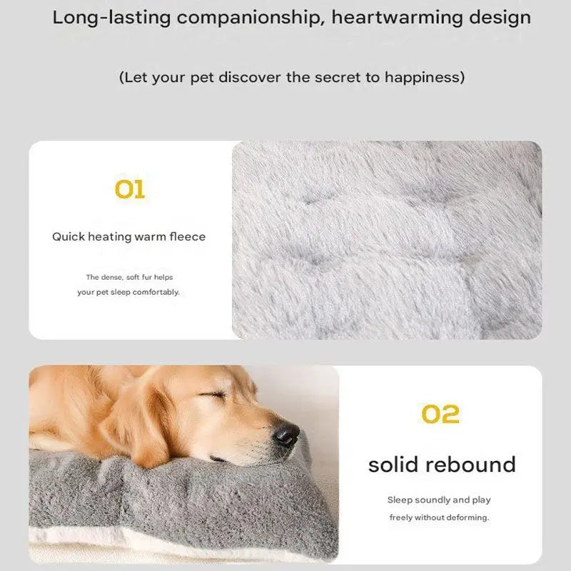 Grey Large Plush Dog Bed - Extra Thick Winter Warmth, Machine Washable & Non-Slip Pet Mat for Large Dogs (120cm) Wholesale Hub