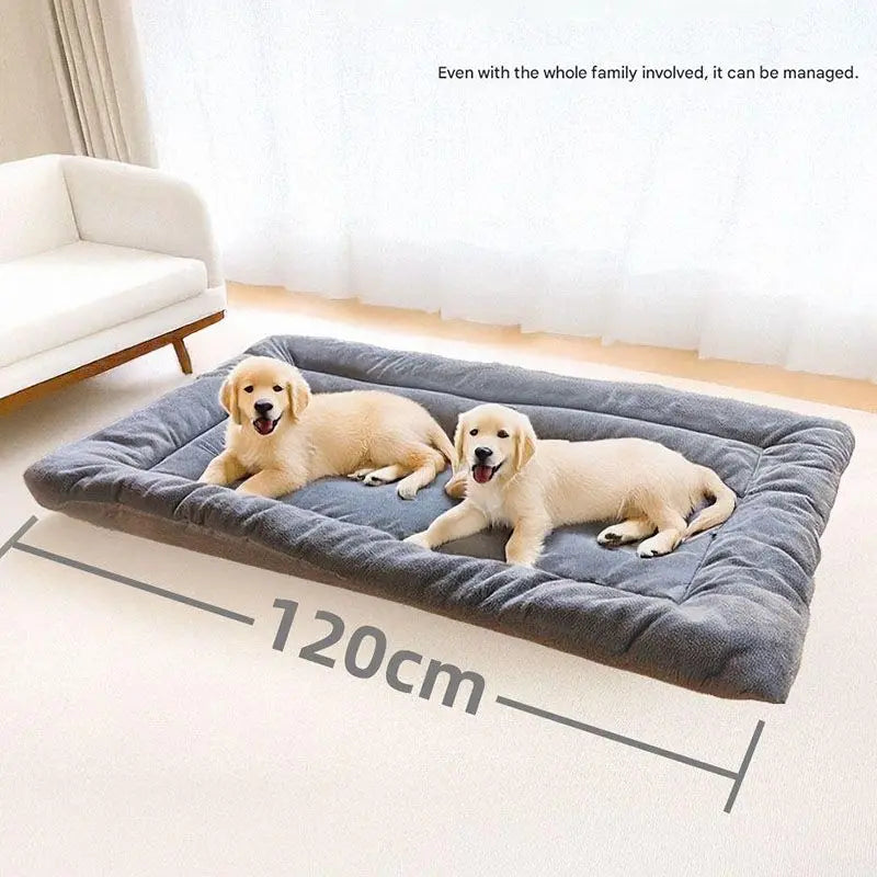 Grey Large Plush Dog Bed - Extra Thick Winter Warmth, Machine Washable & Non-Slip Pet Mat for Large Dogs (60cm) Wholesale Hub