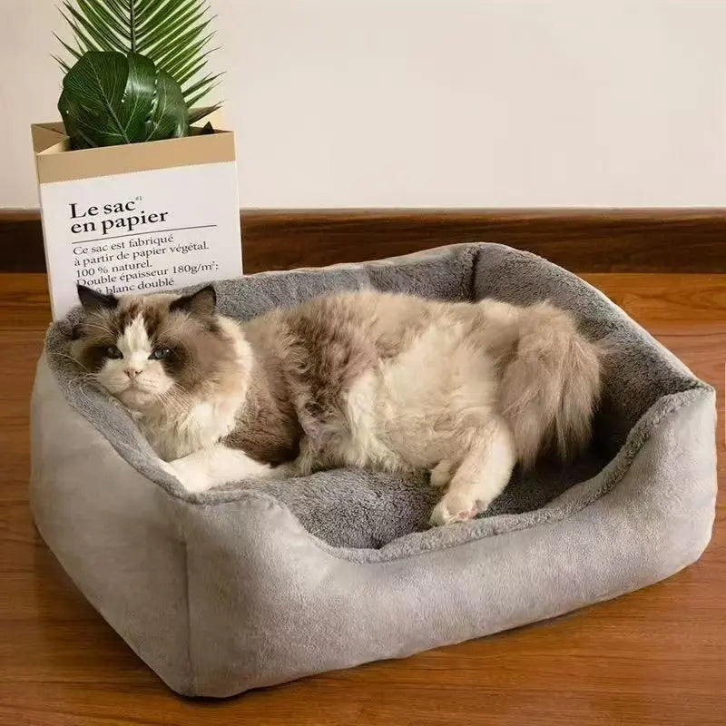 70x50x15CM Grey Premium Plush Pet Bed and Cozy Cushion Mat with Removable Flannel Cover & Non-Slip Waterproof Oxford Bottom for Cats Dogs Car & Home Universal Use Wholesale Hub