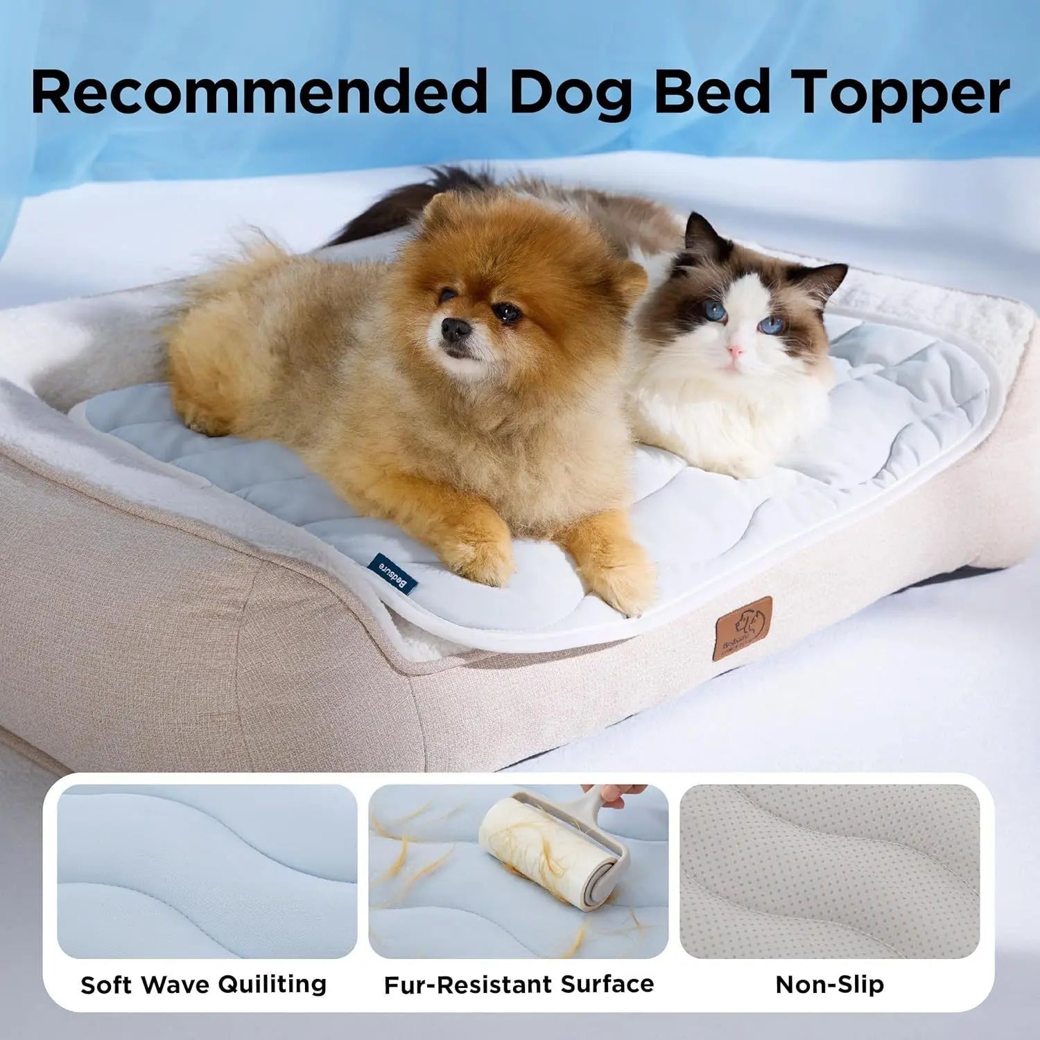 51 x 41 CM Blue Premium Wave Quiltied Pet Cooling Mat - Washable Self-Cooling Blanket with Anti-Stick Hair Surface & Non-Slip Base for Cats Dogs and Human Versatile Use Wholesale Hub