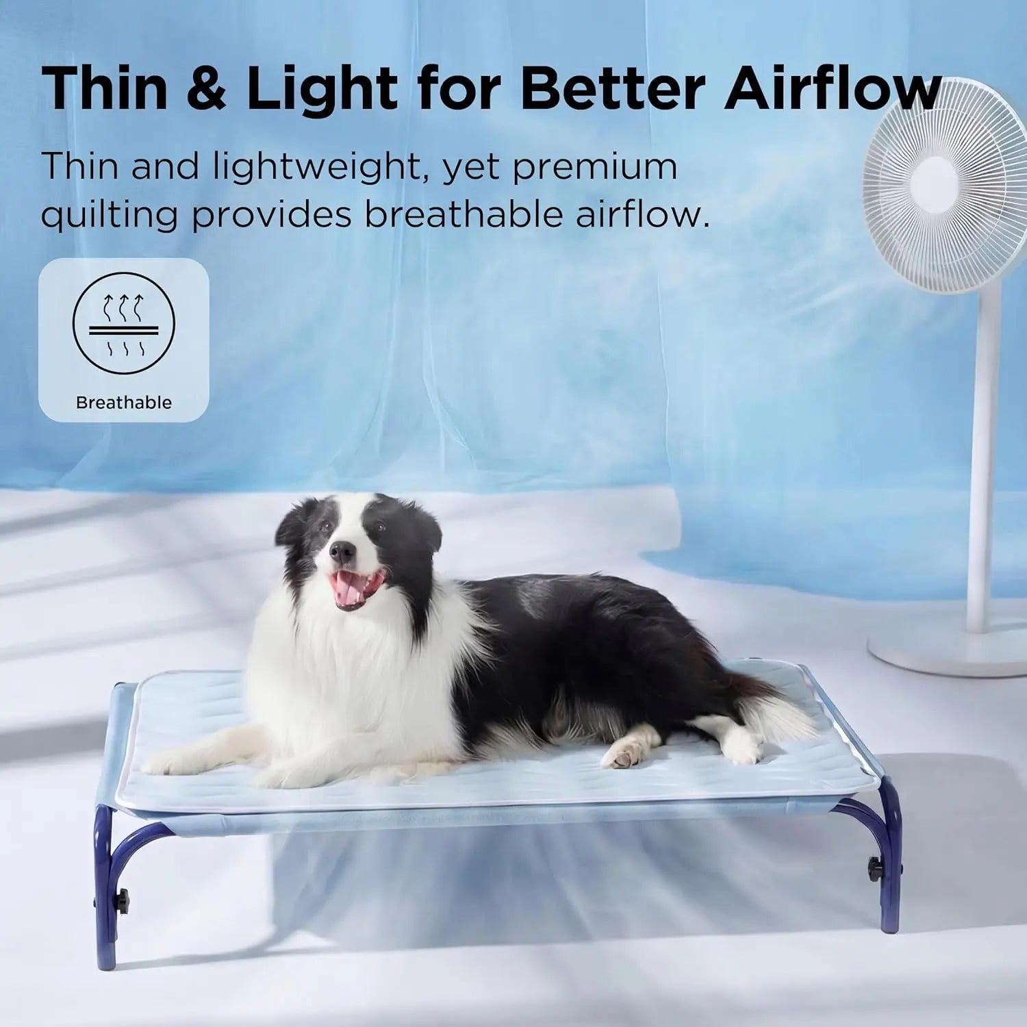 122 x 71 CM Blue Premium Wave Quiltied Pet Cooling Mat - Washable Self-Cooling Blanket with Anti-Stick Hair Surface & Non-Slip Base for Cats Dogs and Human Versatile Use Wholesale Hub