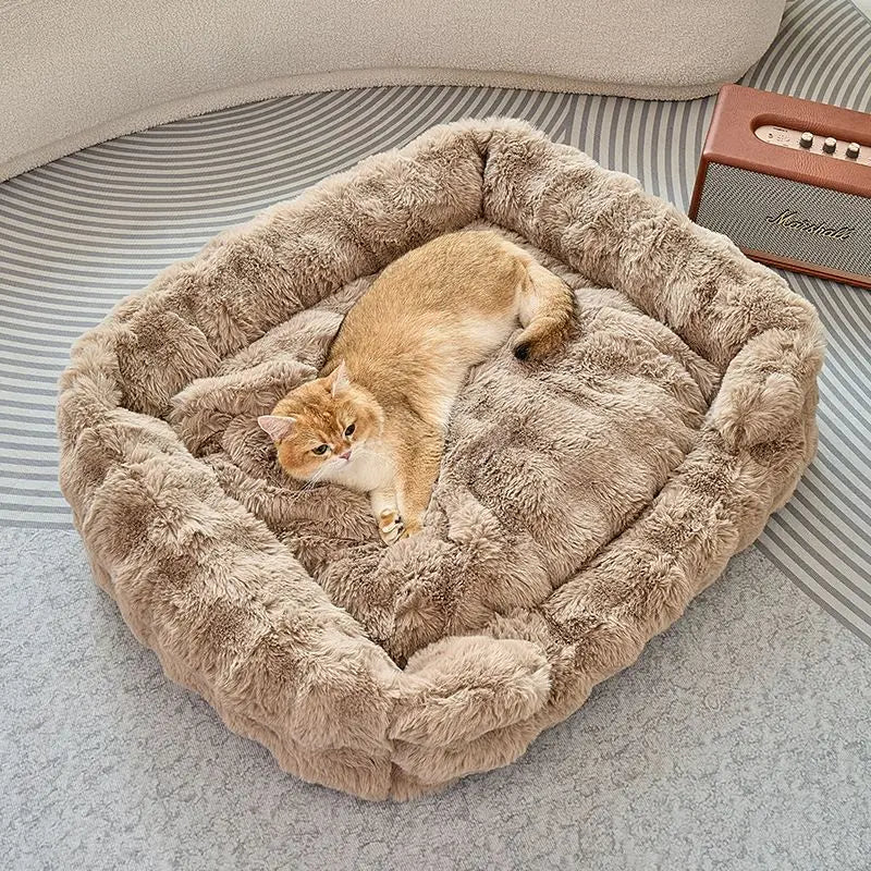 Brown Bubble Plush Pet Sofa Bed with Removable Cushion S Size 60*45*23CM – Ultra-Soft Winter Thickened Warm Pet Nest with Raised Bolster Edges, Washable Plush Cover and Non-Slip Base, Cozy and Soft Sleeping Space for Dog & Cat Home Use Wholesale Hub