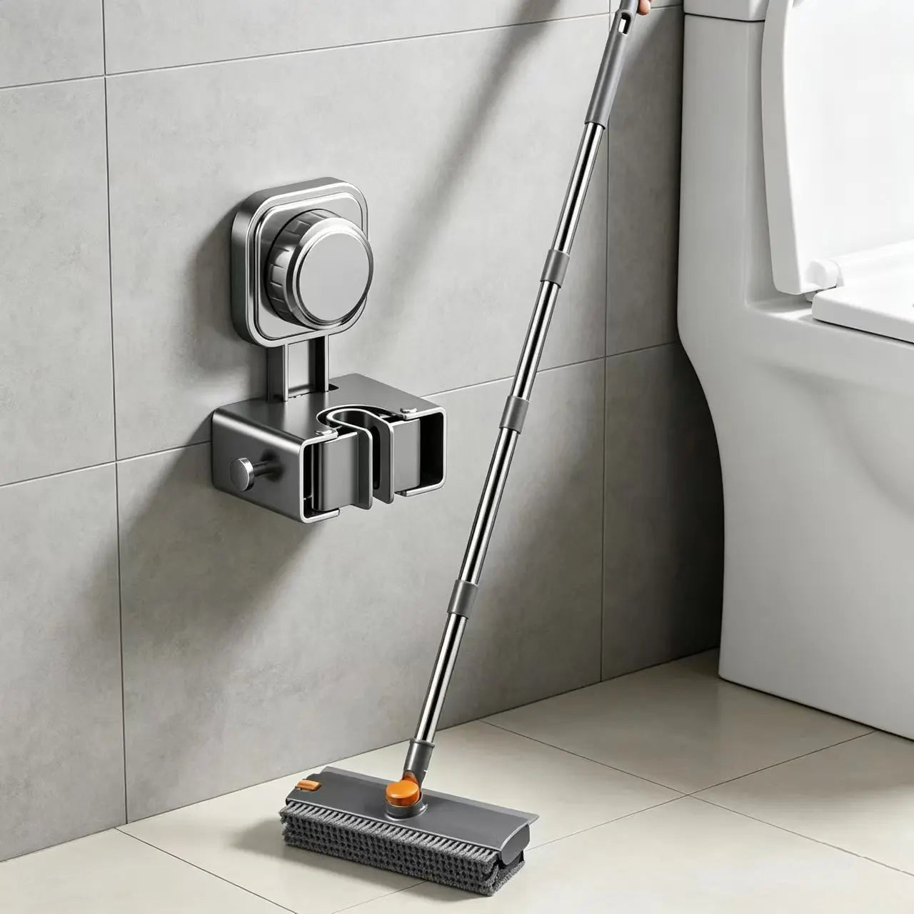 2-piece Grey V-Shaped Floor Scrub Brush and Suction Mop Holder Wholesale Hub