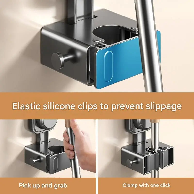 2-piece Grey V-Shaped Floor Scrub Brush and Suction Mop Holder Wholesale Hub