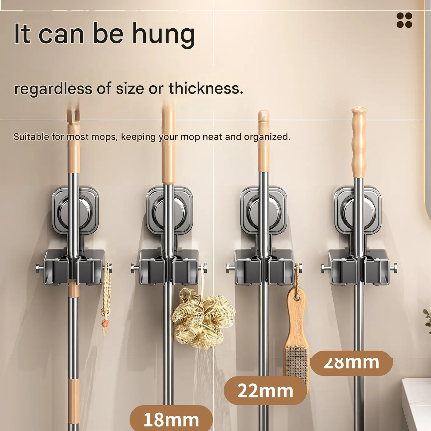 2-piece Grey V-Shaped Floor Scrub Brush and Suction Mop Holder Wholesale Hub