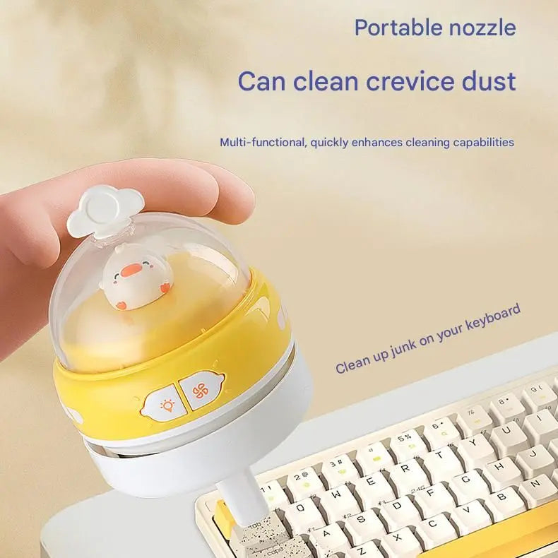 Pink-Hippo Mini Animal Desktop Vacuum Cleaner - USB Rechargeable, Night Light, 2-Speed Suction, Detachable & Washable - Portable Handheld Cleaner for Keyboard, Eraser Shavings, Desk Wholesale Hub