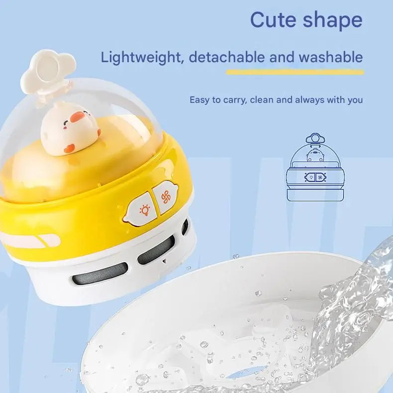 Pink-Hippo Mini Animal Desktop Vacuum Cleaner - USB Rechargeable, Night Light, 2-Speed Suction, Detachable & Washable - Portable Handheld Cleaner for Keyboard, Eraser Shavings, Desk Wholesale Hub