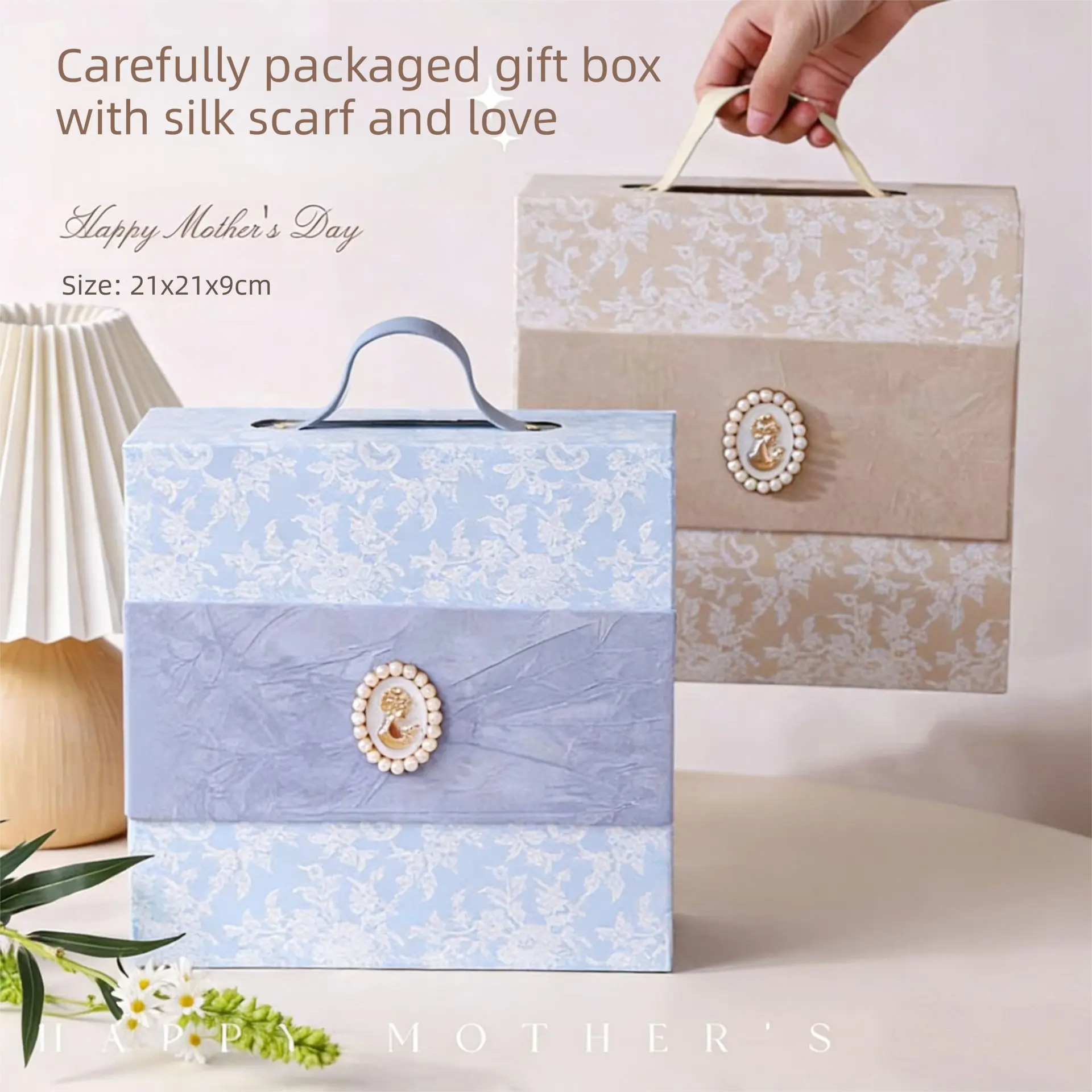 Mulberry Silk Square Scarf for Women - 53x53cm Floral Print Neck Scarf with Gift Box, Soft Lightweight Silk Headscarf for Birthday, Anniversary - Elegant Gift for Mum, Grandma, Teachers Wholesale Hub