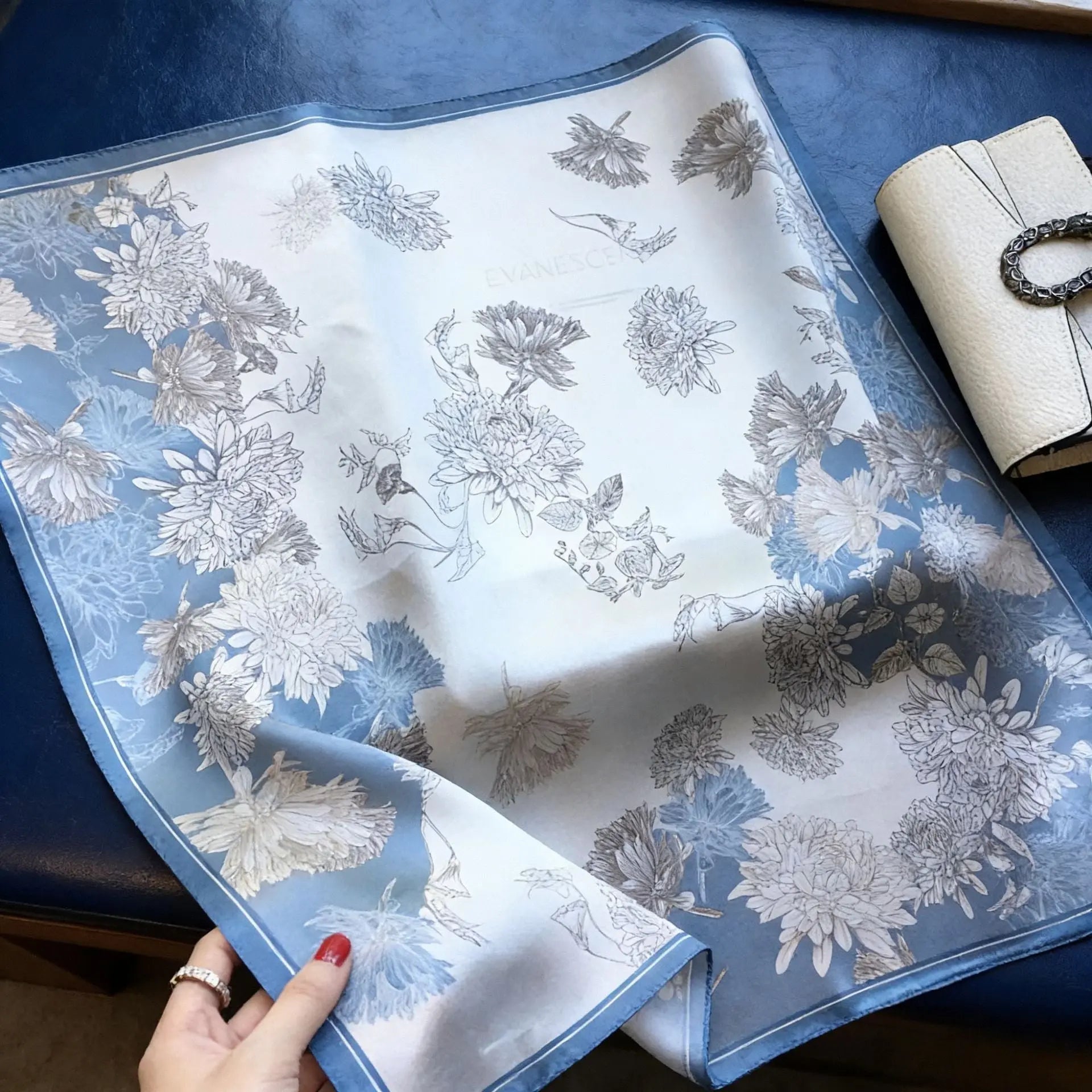 Mulberry Silk Square Scarf for Women - 53x53cm Floral Print Neck Scarf with Gift Box, Soft Lightweight Silk Headscarf for Birthday, Anniversary - Elegant Gift for Mum, Grandma, Teachers Wholesale Hub