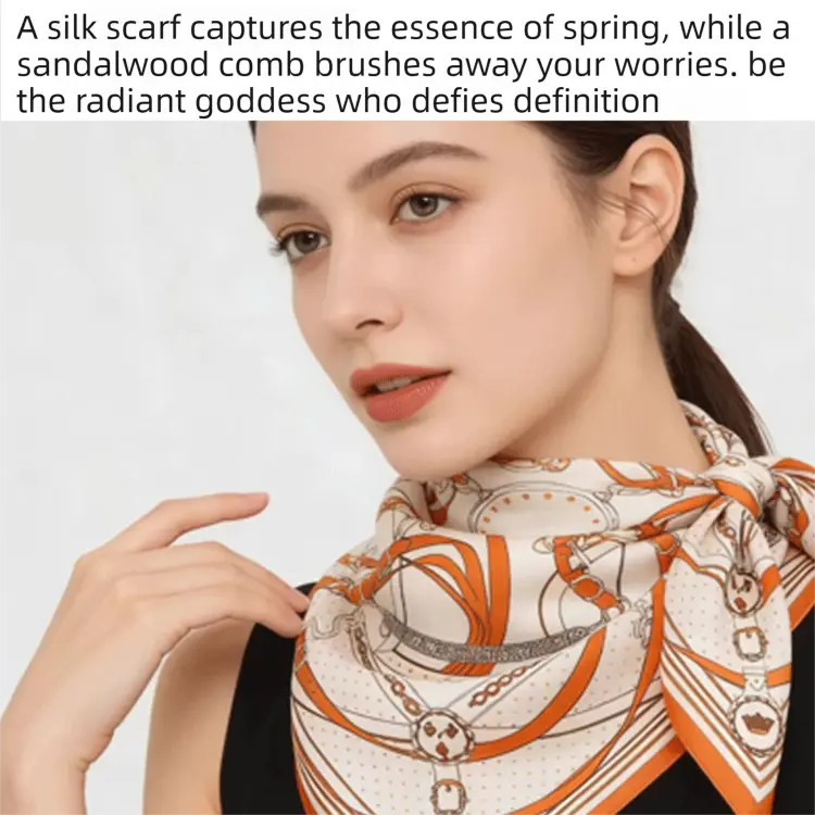 Luxury Orange Scarf Gift Set for Women - 70x70cm Belt Buckle Print Square Scarf with Elephant Comb, Stylish Neck Scarf & Hair Comb Set in Gift Box - Perfect Present for Birthday, Mother's Day, Anniversary Wholesale Hub