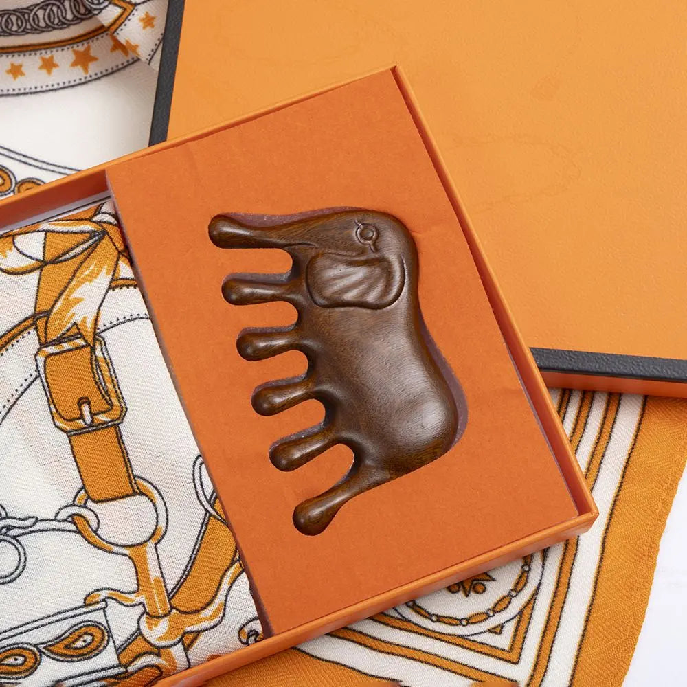 Luxury Orange Scarf Gift Set for Women - 70x70cm Belt Buckle Print Square Scarf with Elephant Comb, Stylish Neck Scarf & Hair Comb Set in Gift Box - Perfect Present for Birthday, Mother's Day, Anniversary Wholesale Hub
