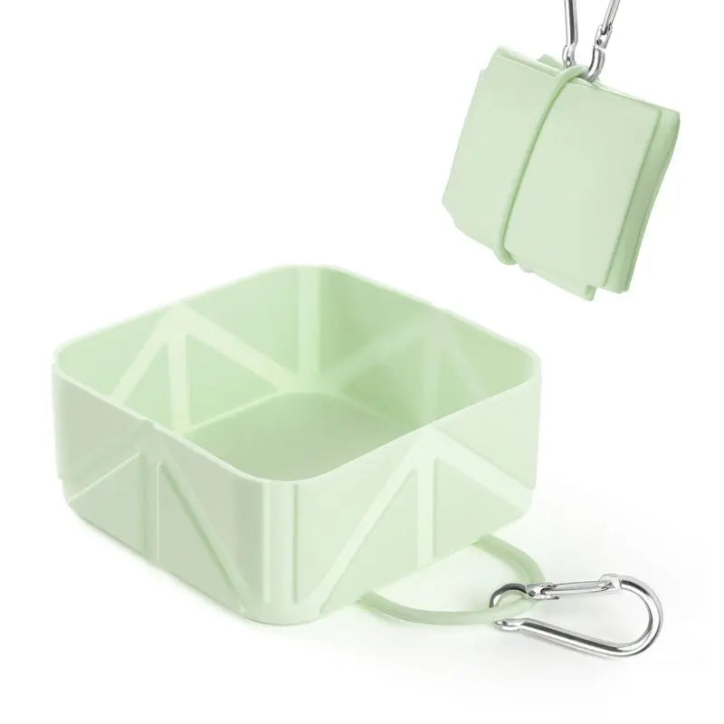 2-Pack Green Portable Silicone Pet Travel Bowl - Foldable Outdoor Water & Food Dish for Dogs & Cats - Eco-Friendly, Lightweight & Durable with Aluminum Carabiner for Walking, Hiking & Camping Wholesale Hub