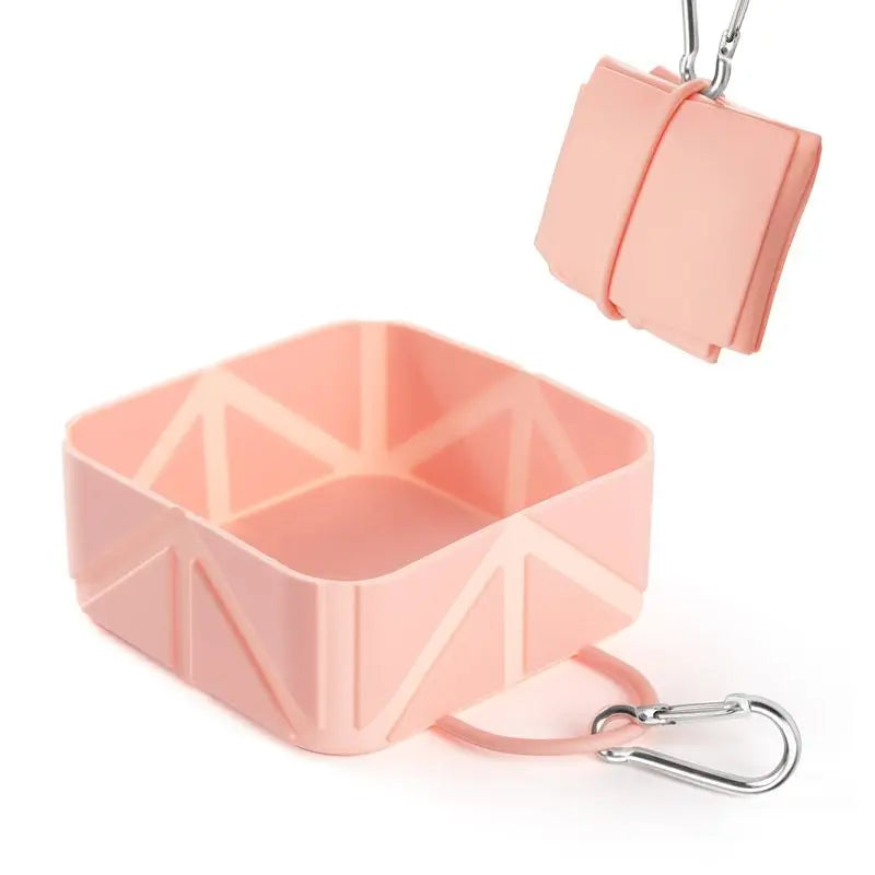 2-Pack Pink Portable Silicone Pet Travel Bowl - Foldable Outdoor Water & Food Dish for Dogs & Cats - Eco-Friendly, Lightweight & Durable with Aluminum Carabiner for Walking, Hiking & Camping Wholesale Hub