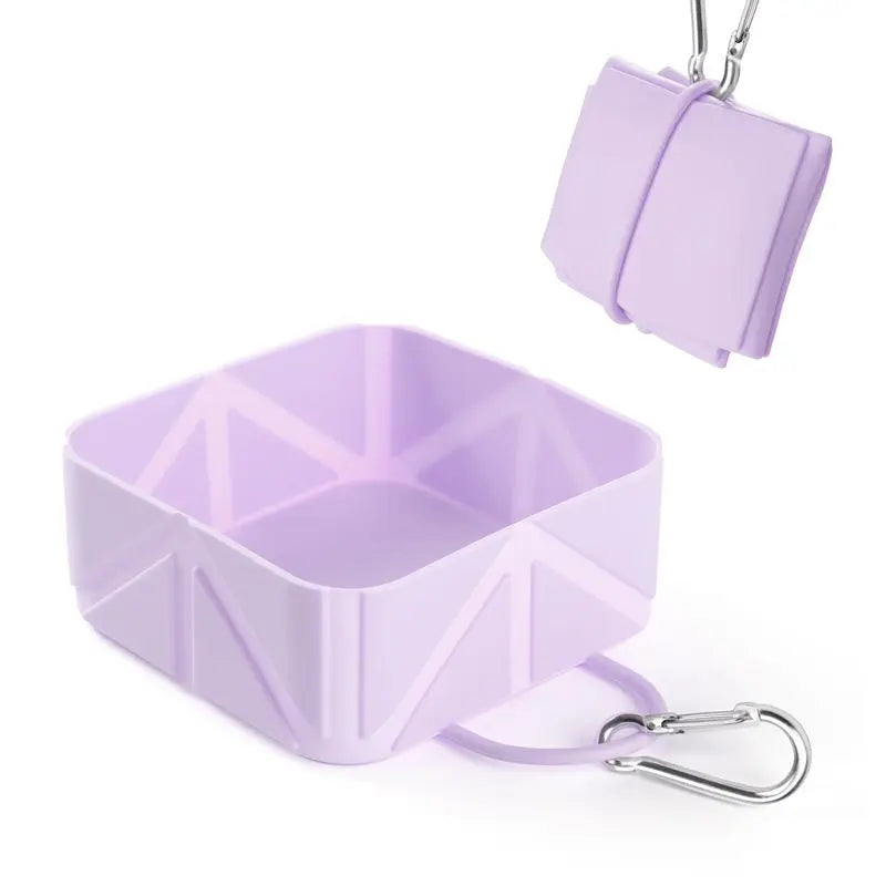 2-Pack Purple Portable Silicone Pet Travel Bowl - Foldable Outdoor Water & Food Dish for Dogs & Cats - Eco-Friendly, Lightweight & Durable with Aluminum Carabiner for Walking, Hiking & Camping Wholesale Hub