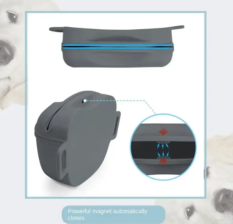 Gray Silicone Dog Training Treat Pouch with Adjustable Waist Belt Hands-Free Pet Reward Bag for Outdoor Walks Wholesale Hub
