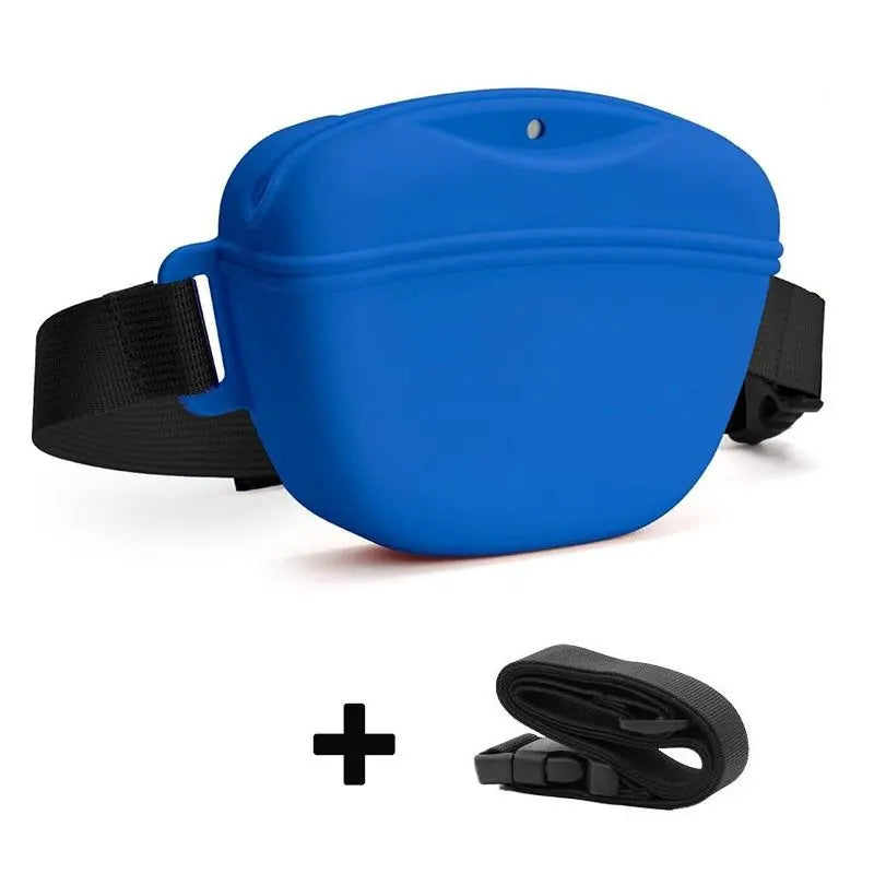 Blue Silicone Dog Training Treat Pouch with Adjustable Waist Belt Hands-Free Pet Reward Bag for Outdoor Walks Wholesale Hub