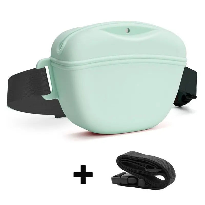 Cyan Silicone Dog Training Treat Pouch with Adjustable Waist Belt Hands-Free Pet Reward Bag for Outdoor Walks Wholesale Hub