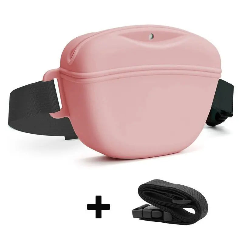 Pink Silicone Dog Training Treat Pouch with Adjustable Waist Belt Hands-Free Pet Reward Bag for Outdoor Walks Wholesale Hub