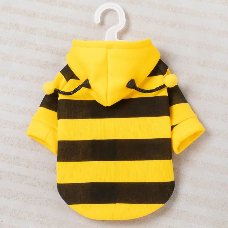 Size M Bee Fleece Hoodie Jumper for Small Dogs & Cats with 5 Hair Clips - Winter Warm Pet Apparel Australia Wholesale Hub