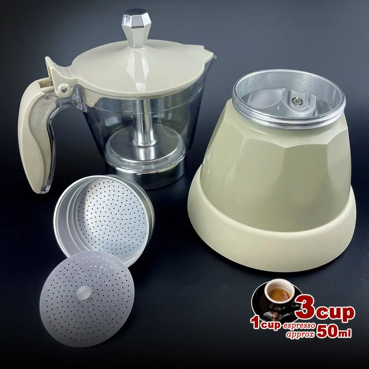 Latest Styles Electric Aluminum Espresso Moka Coffee Maker 3cups Italian Classic - Cream Wholesale Hub