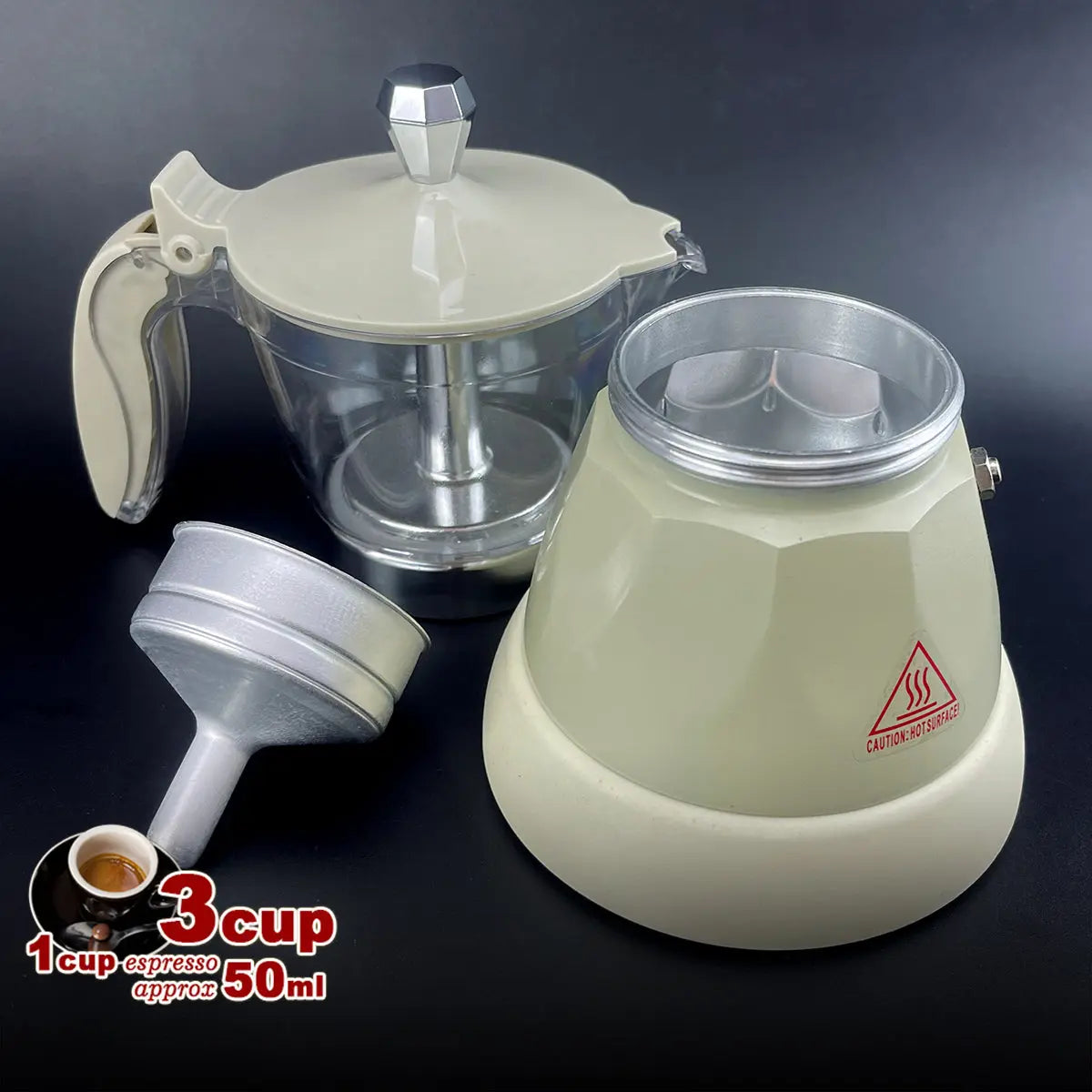 Latest Styles Electric Aluminum Espresso Moka Coffee Maker 3cups Italian Classic - Cream Wholesale Hub
