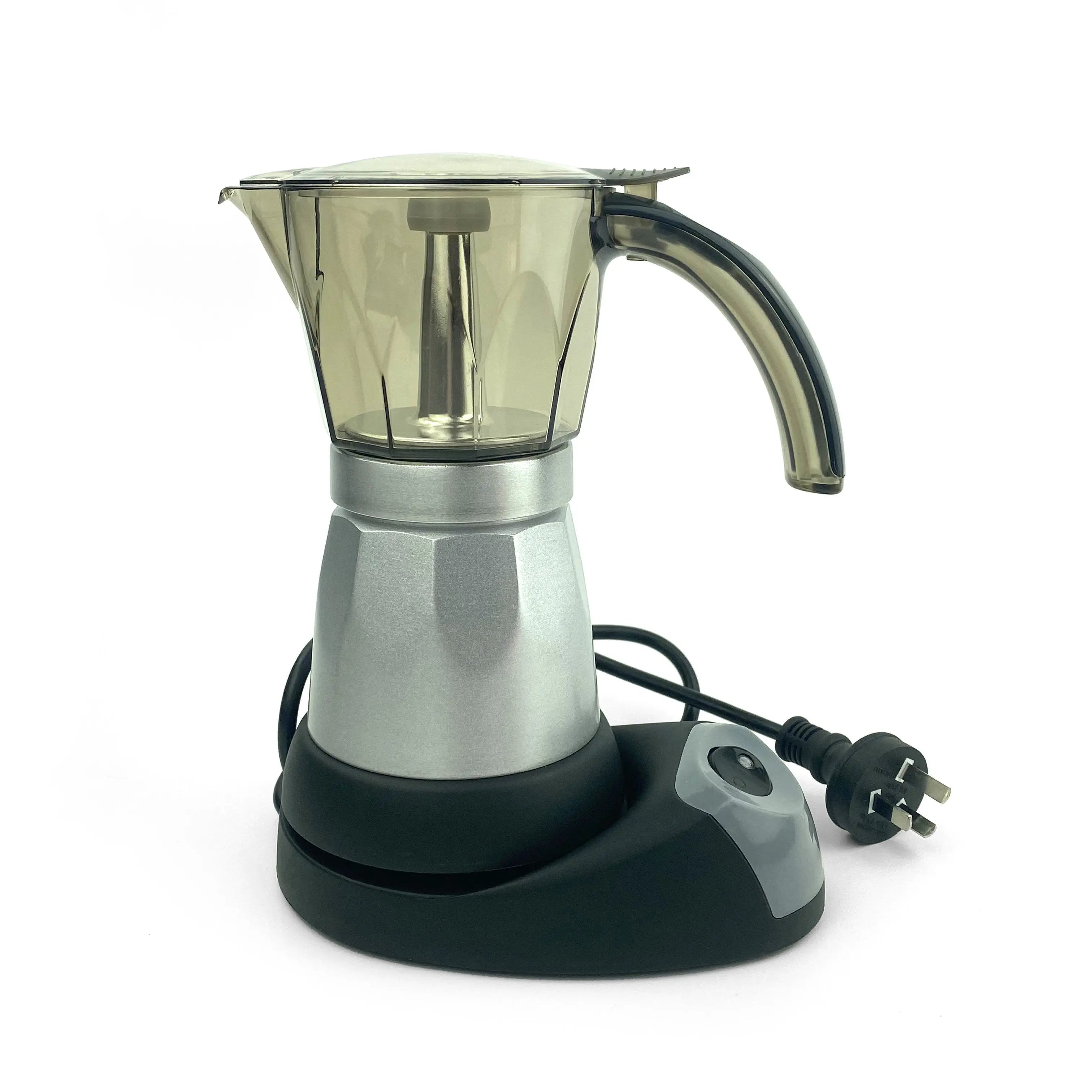 Silver Electric Moka Coffee Maker Espresso Machine Italian Classic 6 Cups Auto Power Wholesale Hub