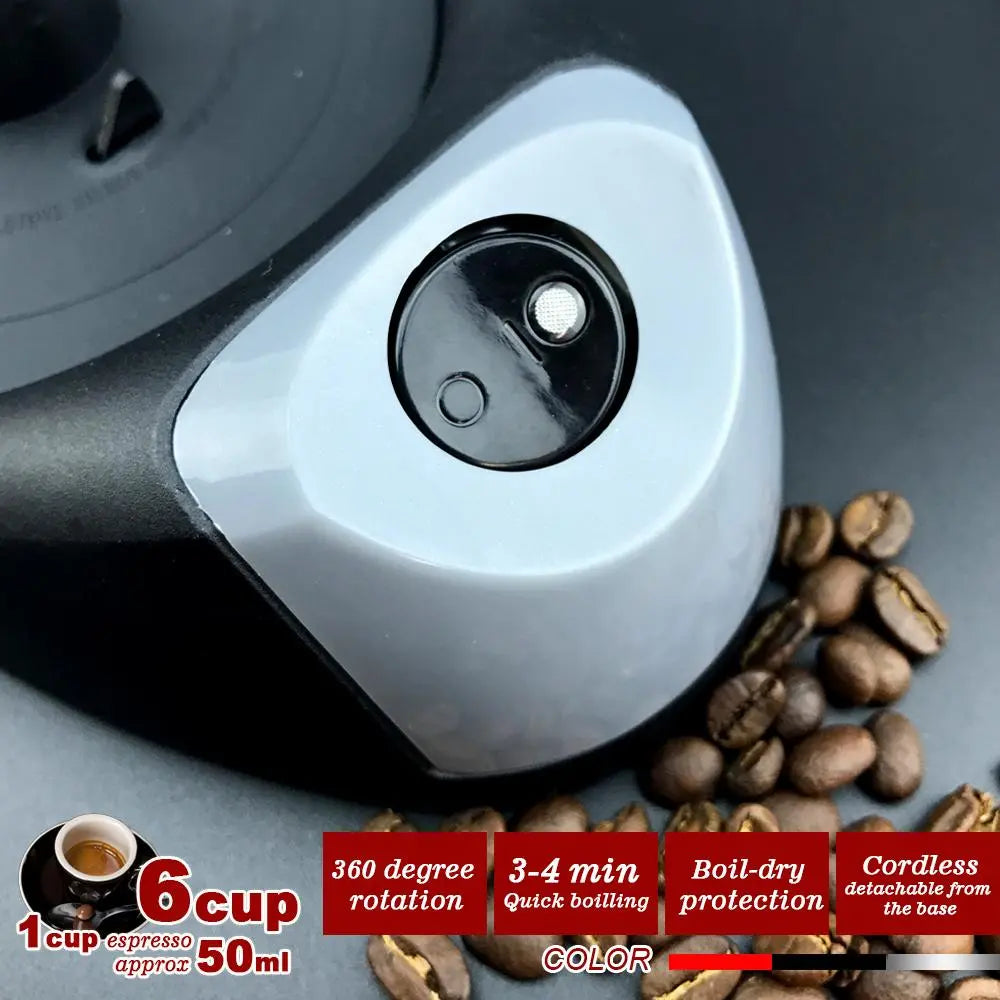 Silver Electric Moka Coffee Maker Espresso Machine Italian Classic 6 Cups Auto Power Wholesale Hub