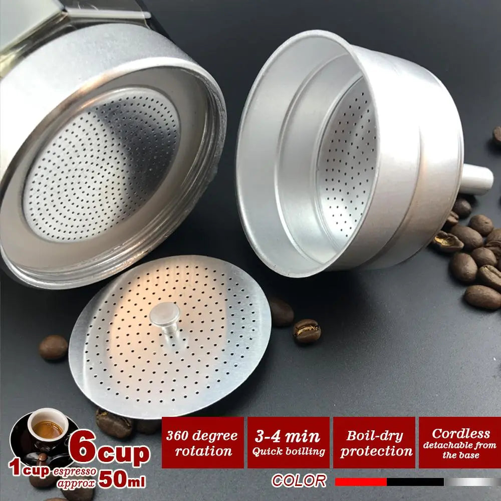 Silver Electric Moka Coffee Maker Espresso Machine Italian Classic 6 Cups Auto Power Wholesale Hub