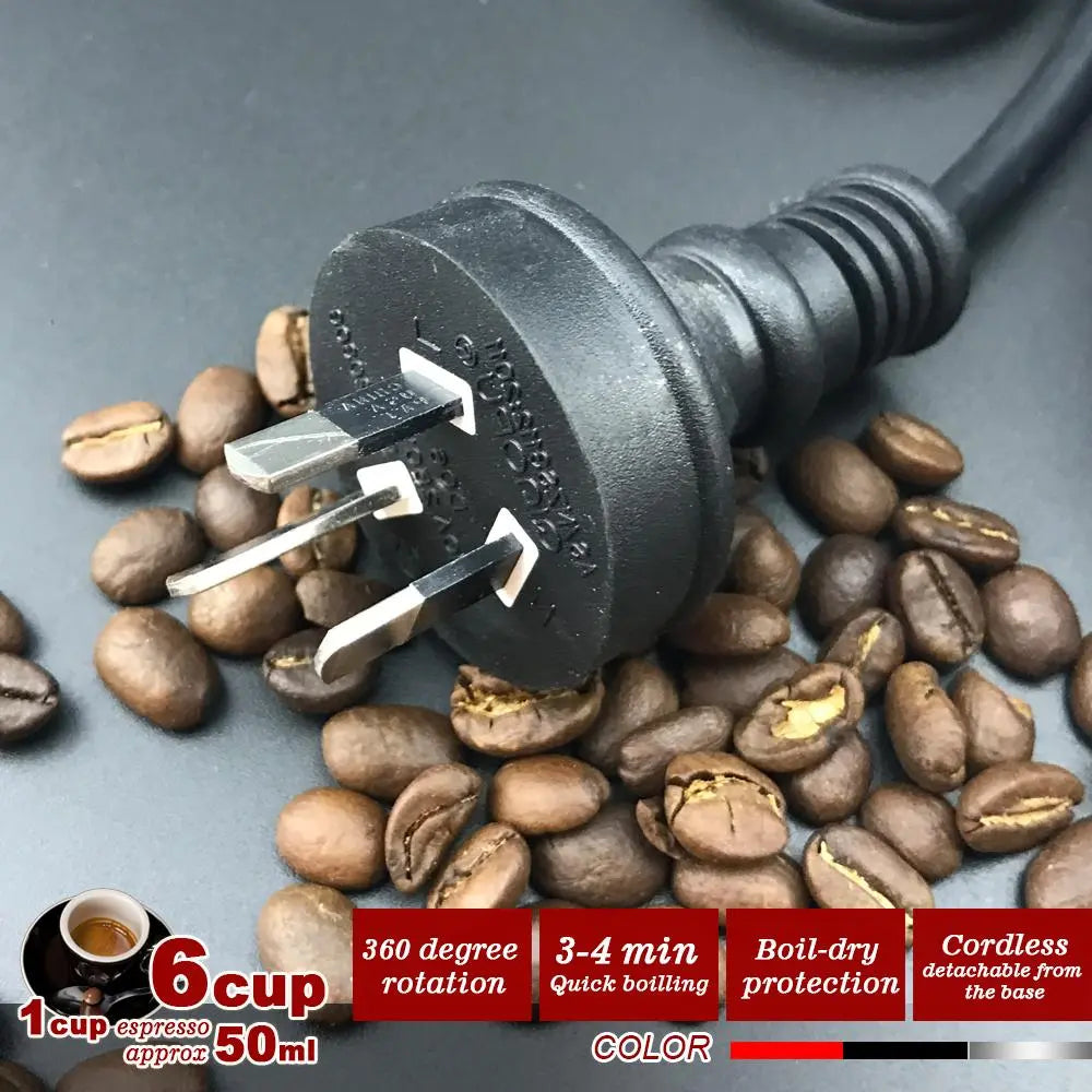 Silver Electric Moka Coffee Maker Espresso Machine Italian Classic 6 Cups Auto Power Wholesale Hub