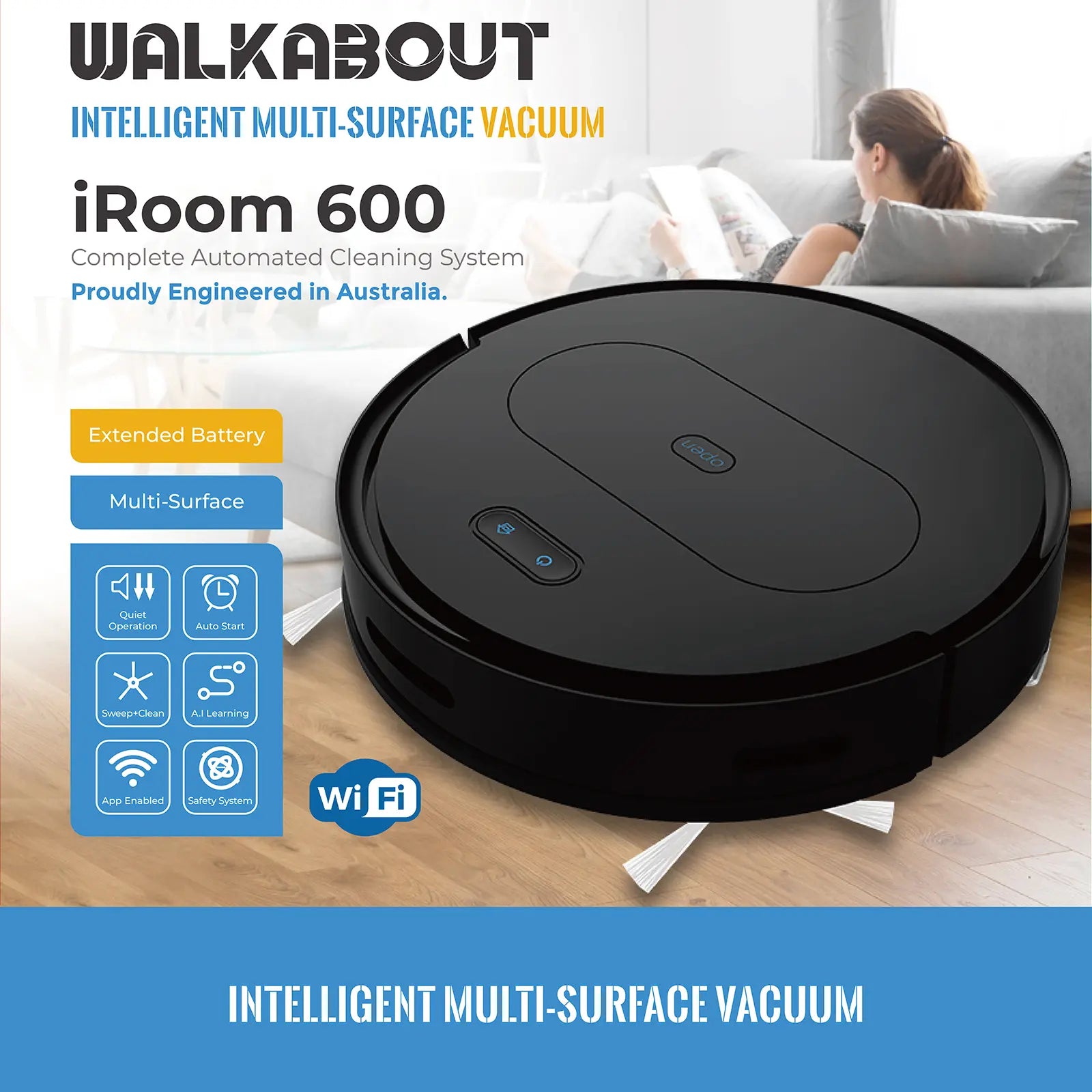 Walkabout iRoom 600 Smart Robot Vacuum and Mop With App-Based Automated Cleaning System Wholesale Hub