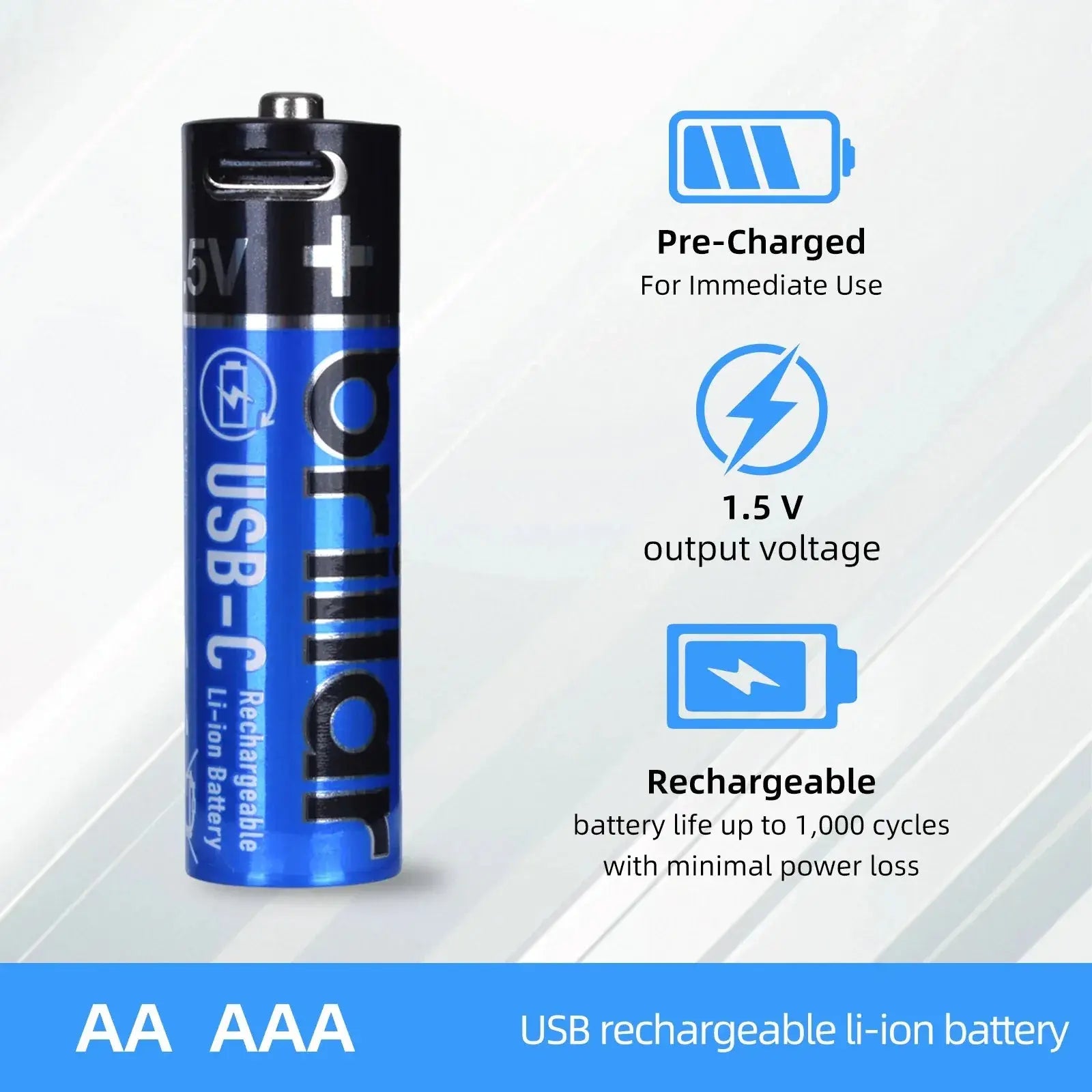 2 PCS AAA USB Rechargeable LI-ION Battery Wholesale Hub
