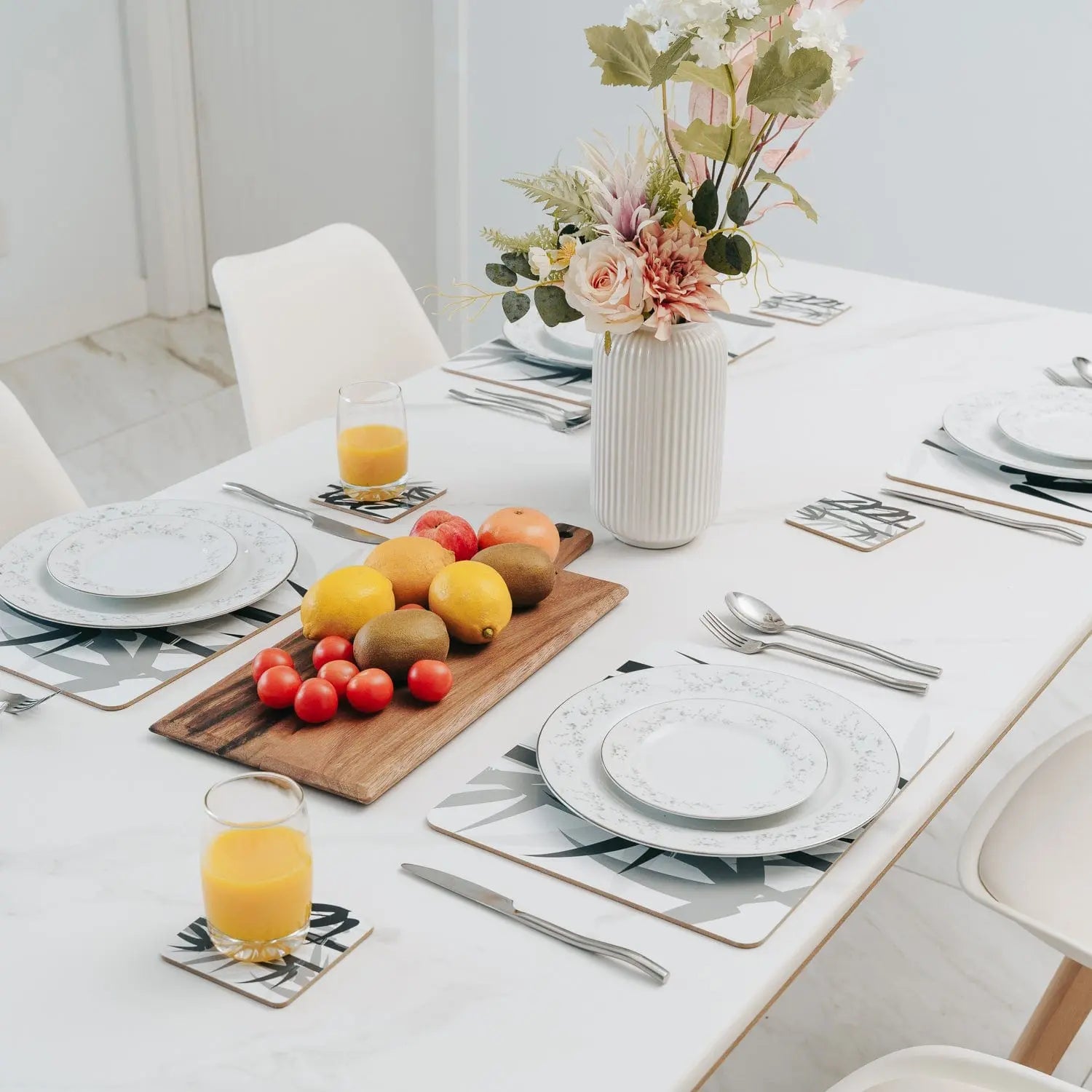 8 Pcs Clevinger MDF Placemats and Coasters Bamboo Wholesale Hub
