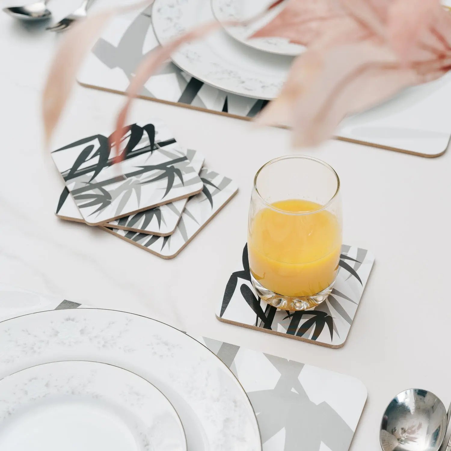8 Pcs Clevinger MDF Placemats and Coasters Bamboo Wholesale Hub