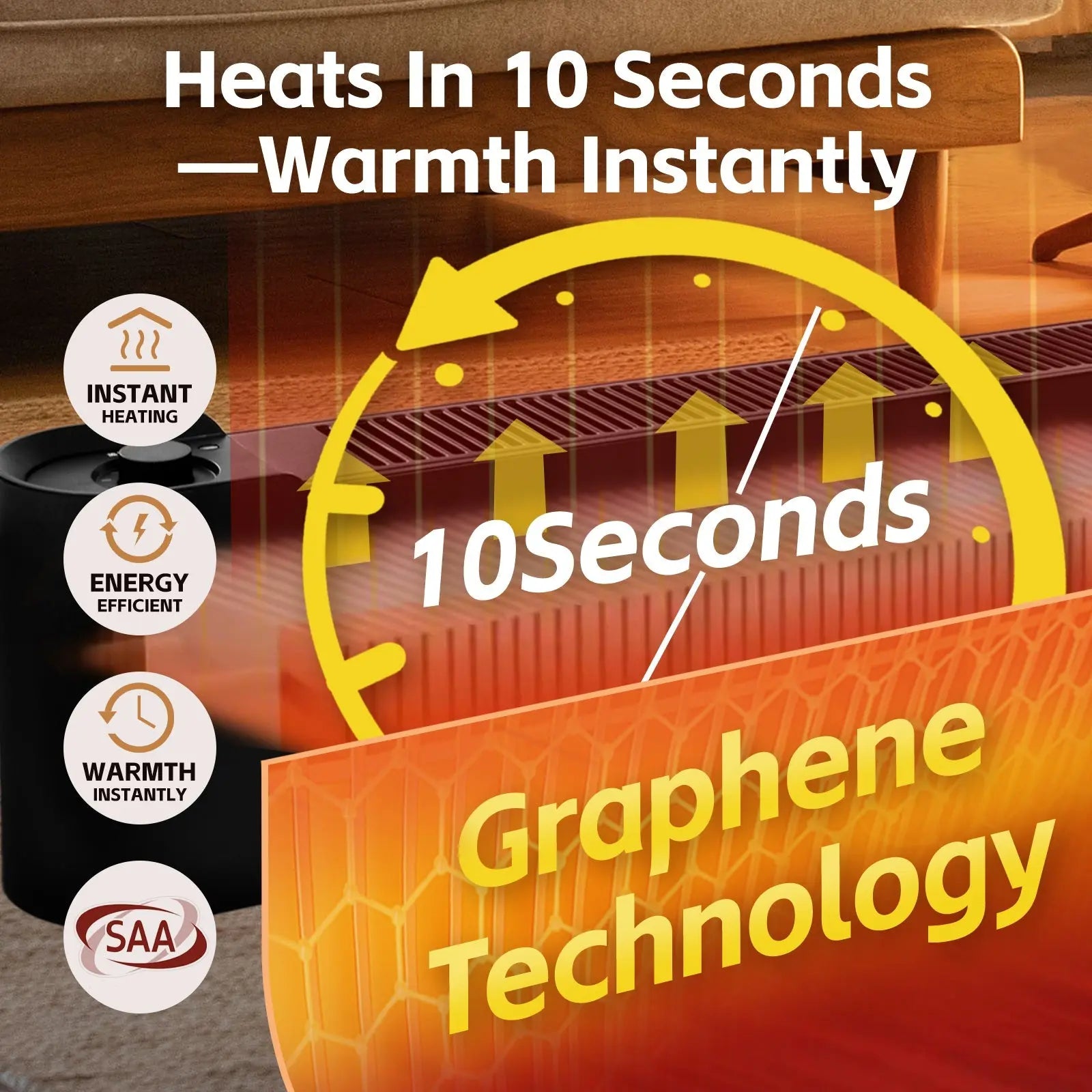 2200W Graphene Floor Electric Heater – Fast Heating, Energy-Efficient, Portable Indoor Heater Wholesale Hub