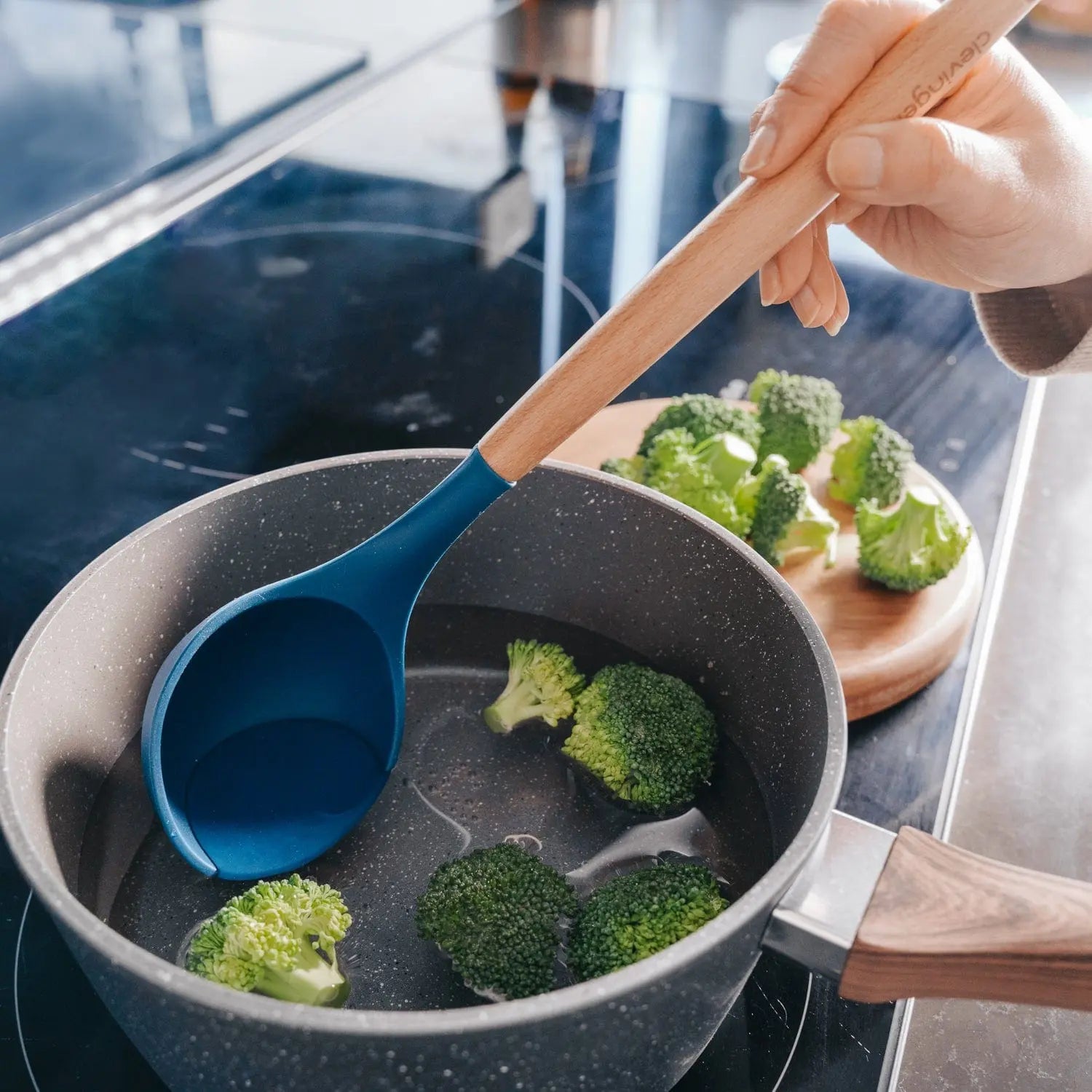 Beechwood & silicone ladle navy Wholesale Hub