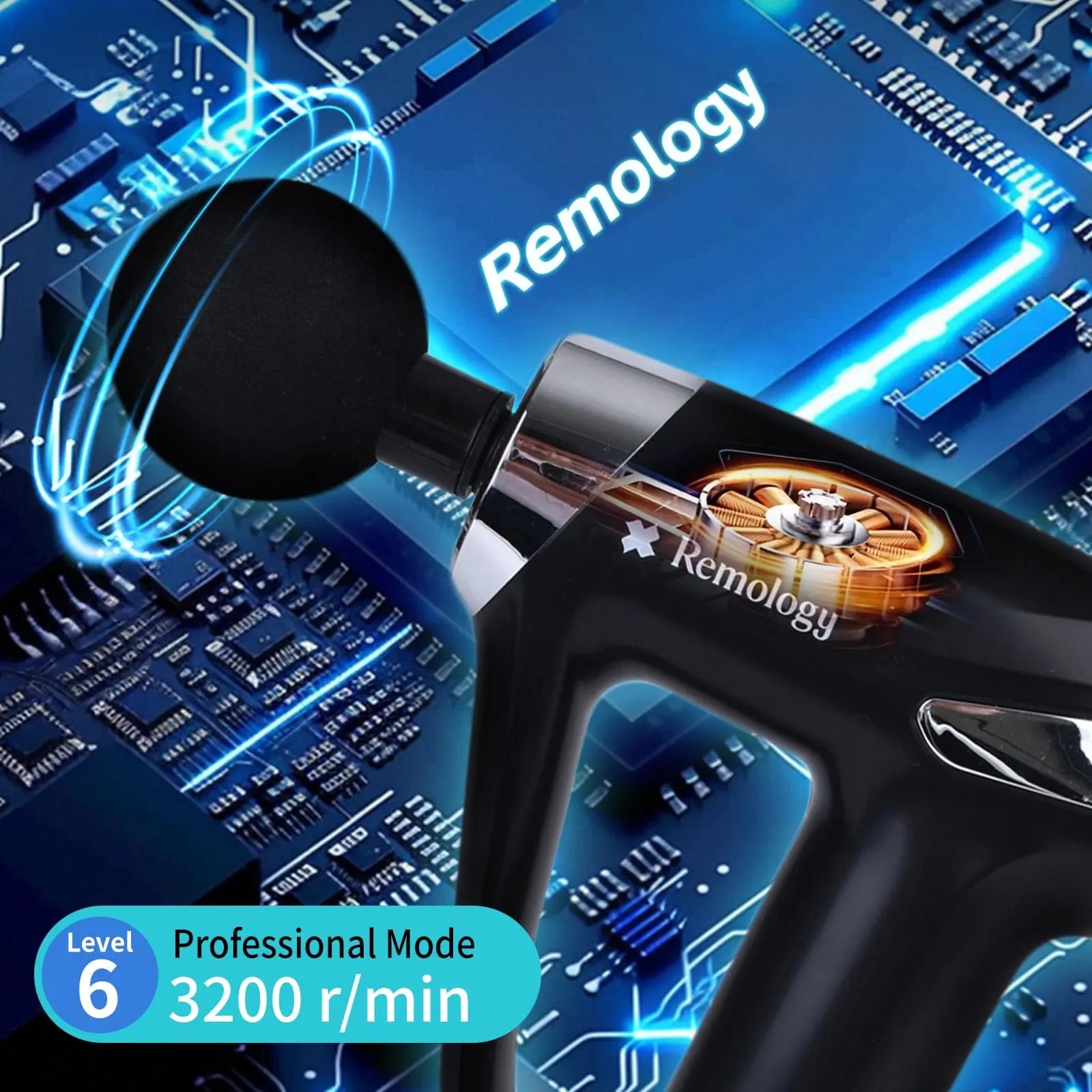 Remology Impact Therapy 6 Adaptive Speed USB-C Massage Gun with 4 Heads Wholesale Hub
