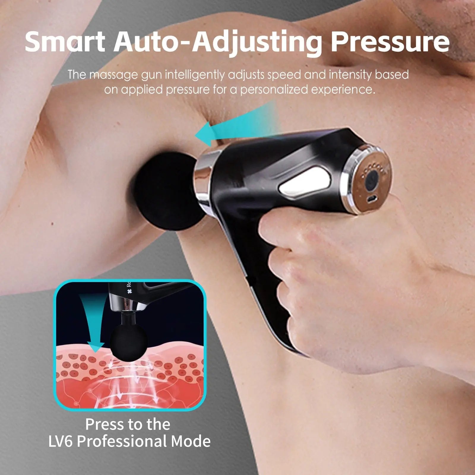 Remology Impact Therapy 6 Adaptive Speed USB-C Massage Gun with 4 Heads Wholesale Hub
