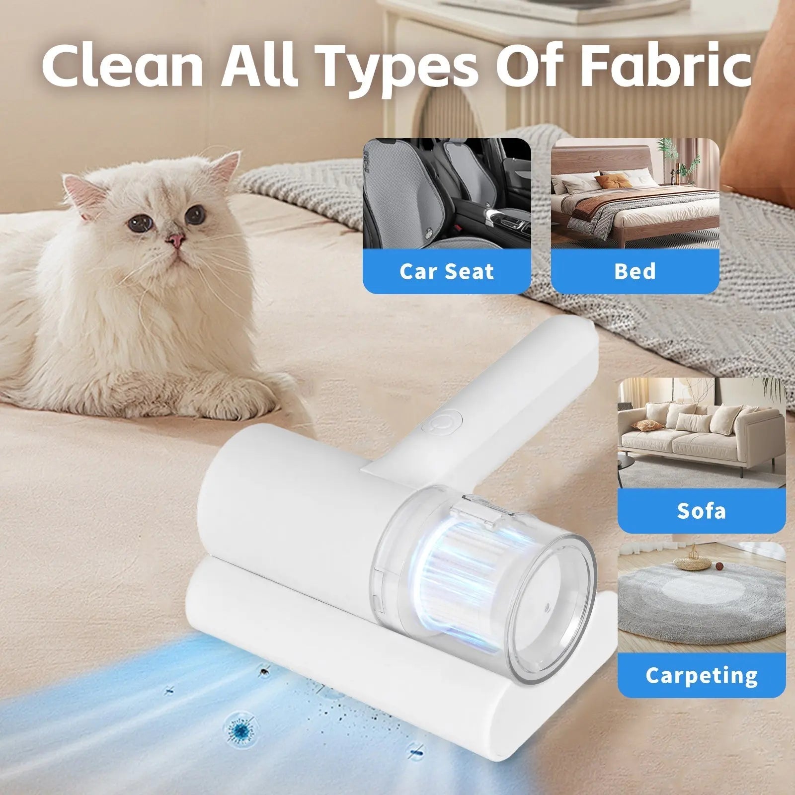 UV‑C Cordless Dust Mite Vacuum Handheld Sanitizing Cleaner with 1200 mAh Battery Wholesale Hub