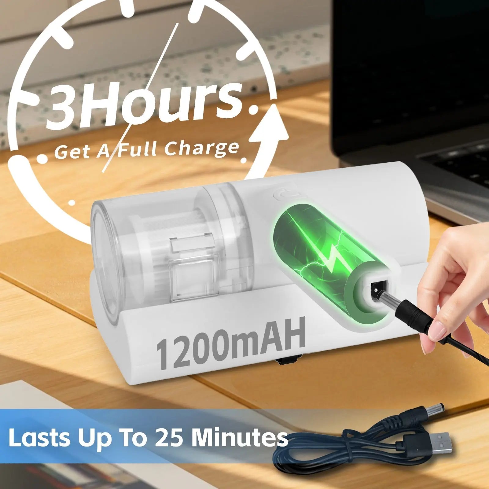 UV‑C Cordless Dust Mite Vacuum Handheld Sanitizing Cleaner with 1200 mAh Battery Wholesale Hub