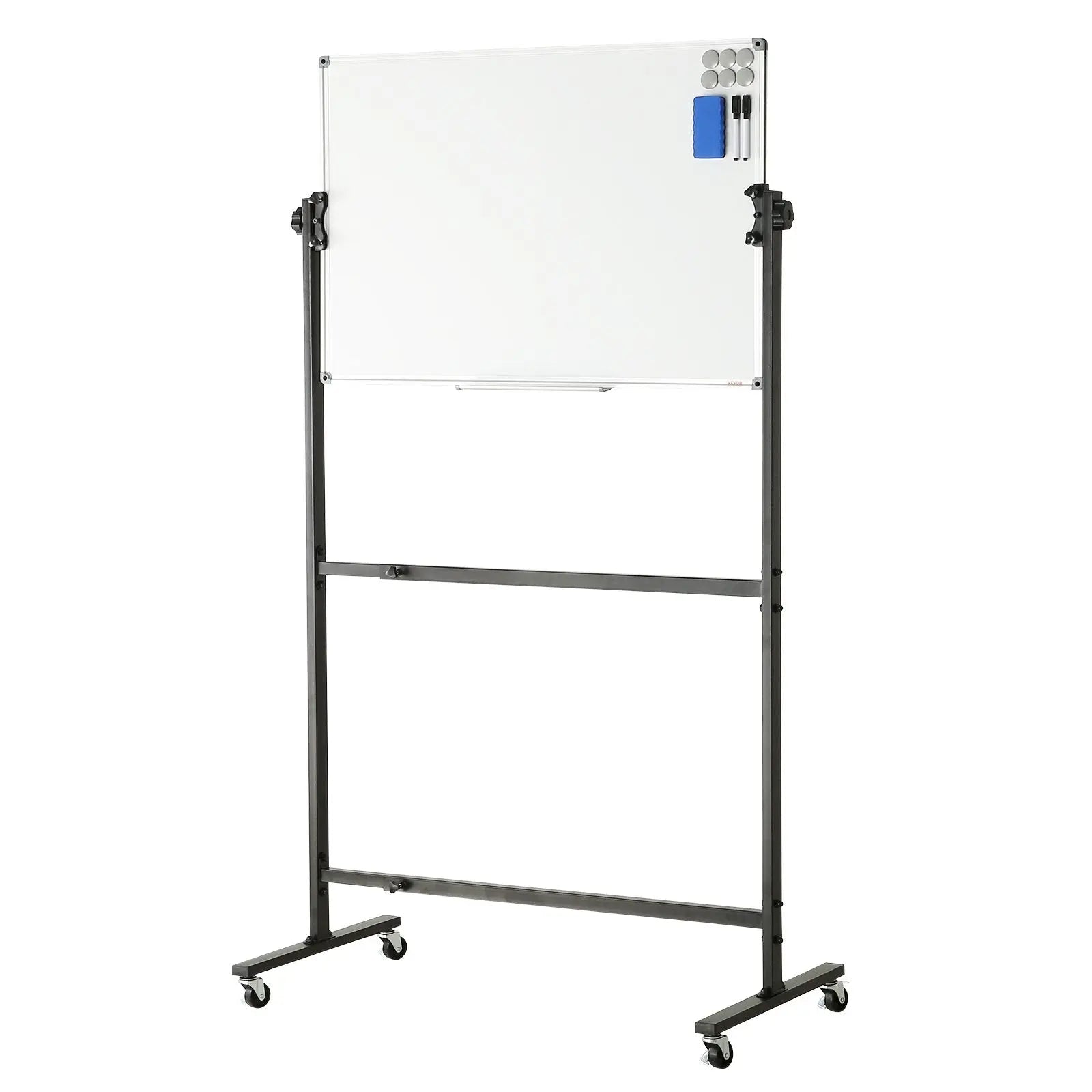 91.5x61cm Rolling Magnetic Whiteboard, Double-sided Mobile Whiteboard, Adjustable Height Dry Erase Board with Wheels, 1 Magnetic Erase & 3 Dry Erase Markers & Movable Tray Office, School Wholesale Hub