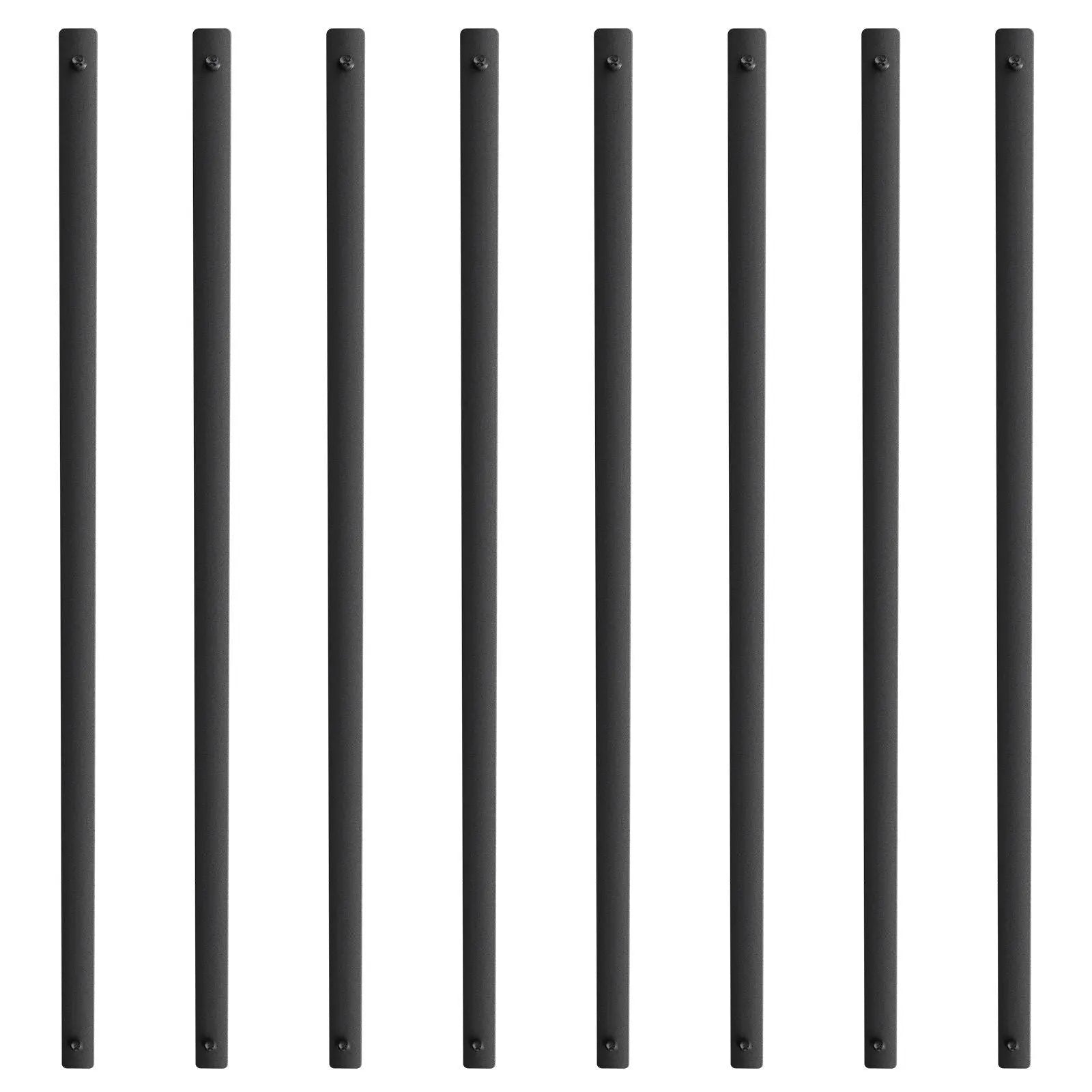 Staircase Metal Balusters, 38'' x 1'' Flat Aluminum Alloy Decorative Banister Spindles, 72 Pack Deck Baluster with Screws, Classic Hollow Deck Railing Satin Black Powder Coated for Porch Wholesale Hub