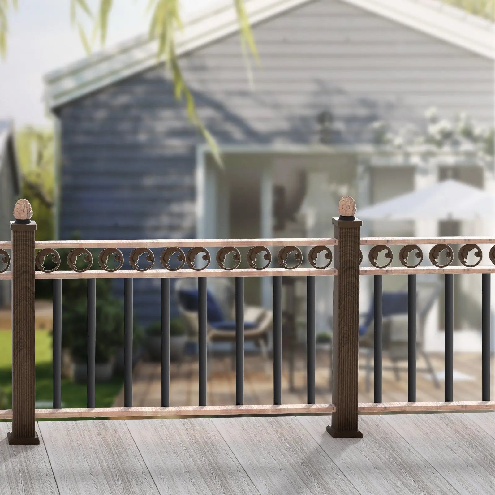 Staircase Metal Balusters, 38'' x 1'' Flat Aluminum Alloy Decorative Banister Spindles, 72 Pack Deck Baluster with Screws, Classic Hollow Deck Railing Satin Black Powder Coated for Porch Wholesale Hub