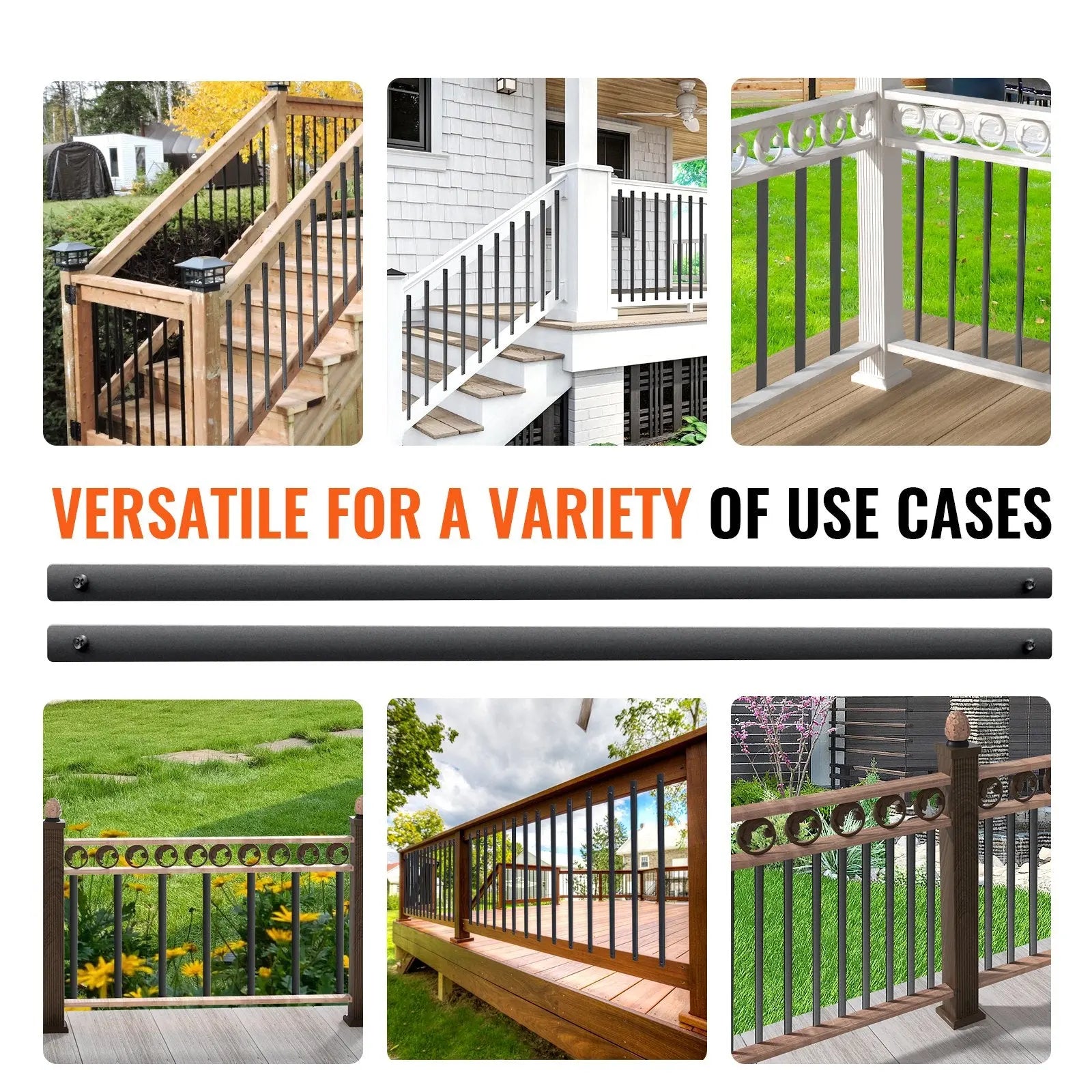 Staircase Metal Balusters, 29.5'' x 1'' Flat Aluminum Alloy Decorative Banister Spindles, 51 Pack Deck Baluster with Screws, Classic Hollow Deck Railing Satin Black Powder Coated for Porch Wholesale Hub