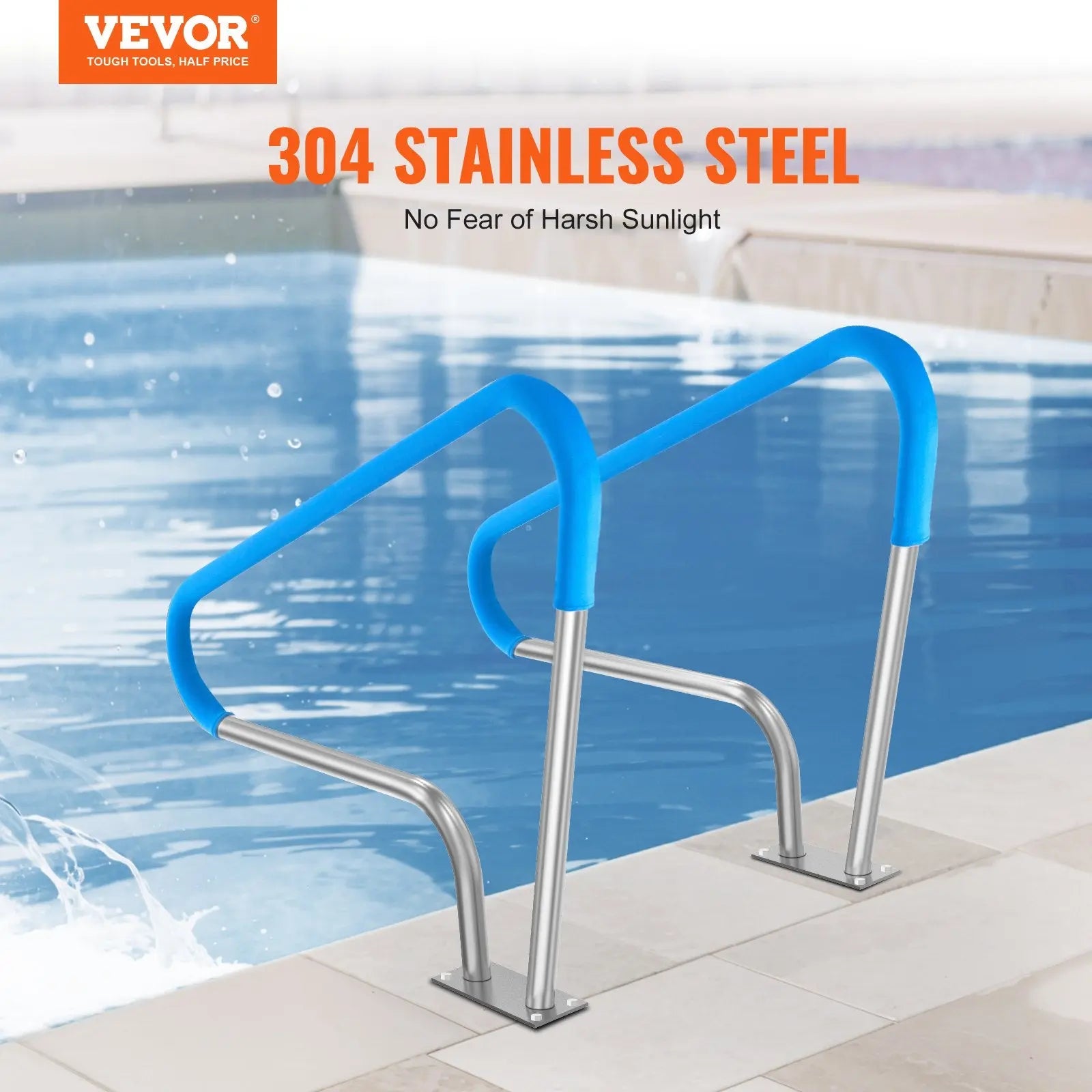 Pool Handrail 2 PCS 48x36in Stainless Steel with Base Plate for Spas Wholesale Hub