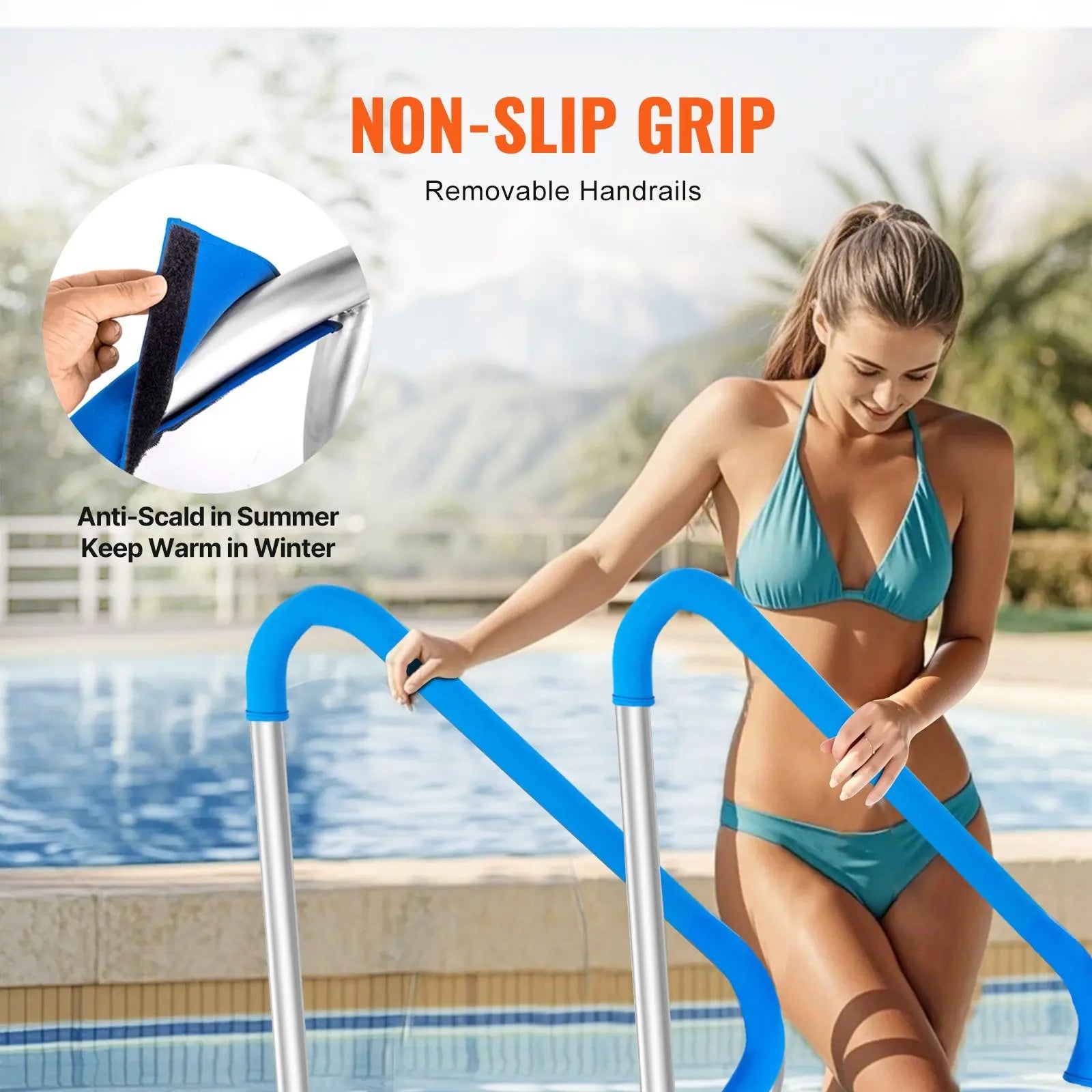 Pool Handrail 2 PCS 48x36in Stainless Steel with Base Plate for Spas Wholesale Hub